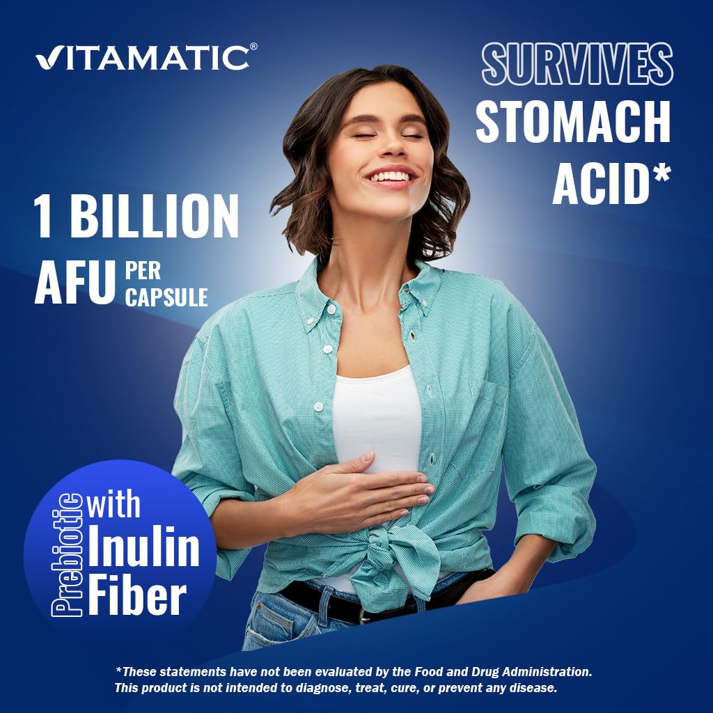 Vitamatic Akkermansia Muciniphila Gut Health - 60 DR Capsules (Delayed Released) - Made with Prebiotic Inulin Fiber
