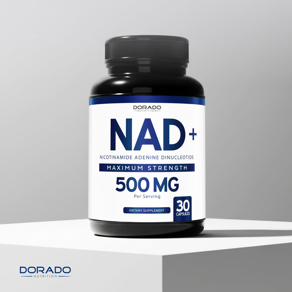 NAD Supplement (500mg of 95% Pure NAD+ Per Serving) NMN Supplement, NAD Nicotinamide Riboside Support (Third Party Tested, Vegan Safe, Non-GMO, No Fillers, & Made in the USA - 30 Vegan Capsules) DORADO NUTRITION Au supplements