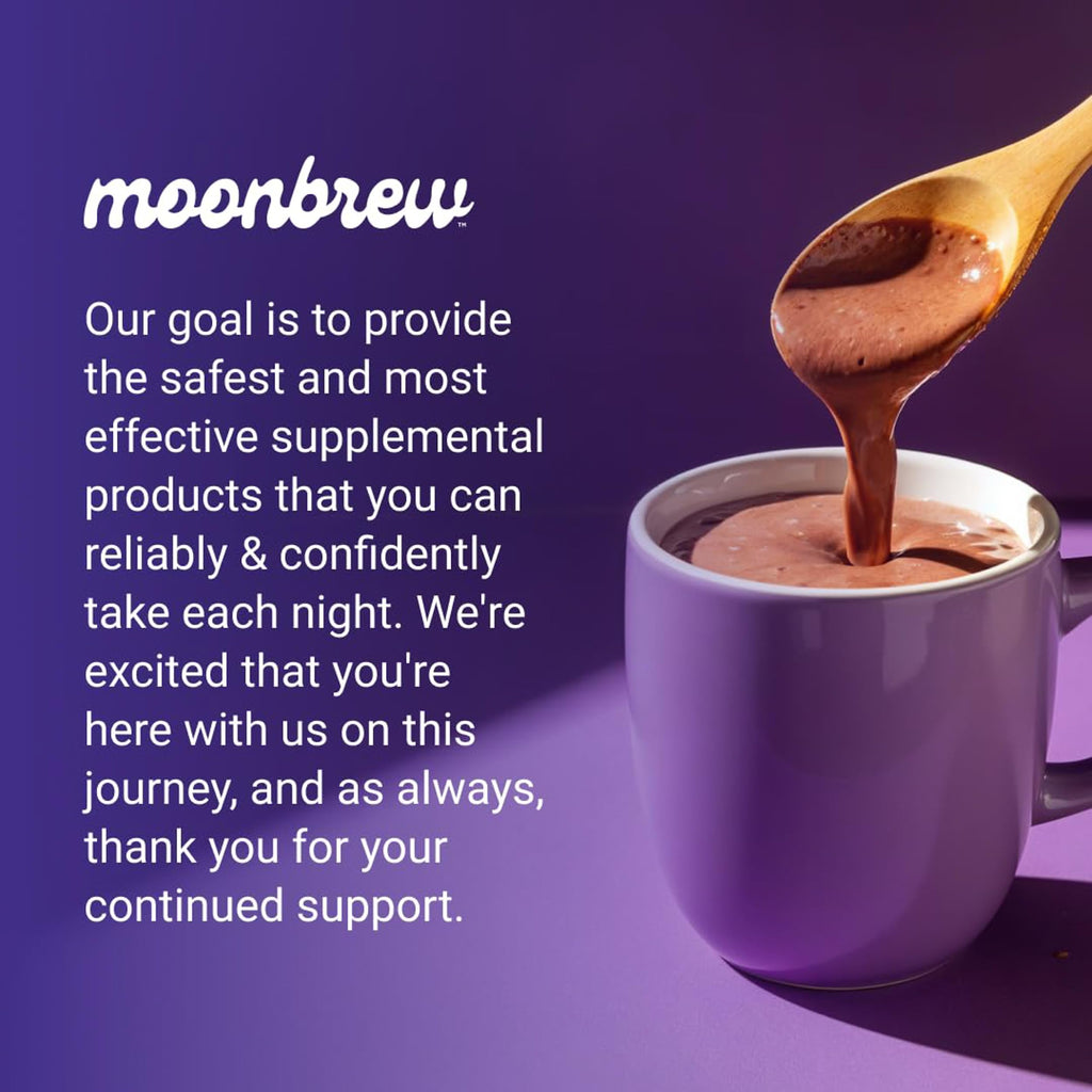 MoonBrew Nighttime Magnesium Hot Cocoa Jar, Natural Sleep Aid Drink Mix for Adults - Calming Melatonin-Free Sleep Support - Sleepy Hot Chocolate Powder with L-Theanine,
