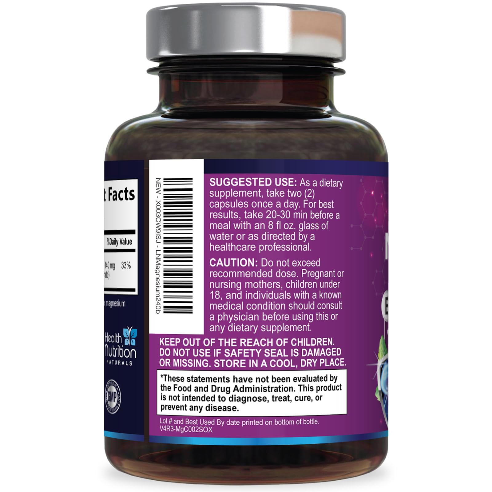 Magnesium Citrate 1000mg Per Serving - Max Absorption Magnesium Powder Capsules for Muscle, Nerve, Bone and Heart Health Support, High Absorption Citrate Complex