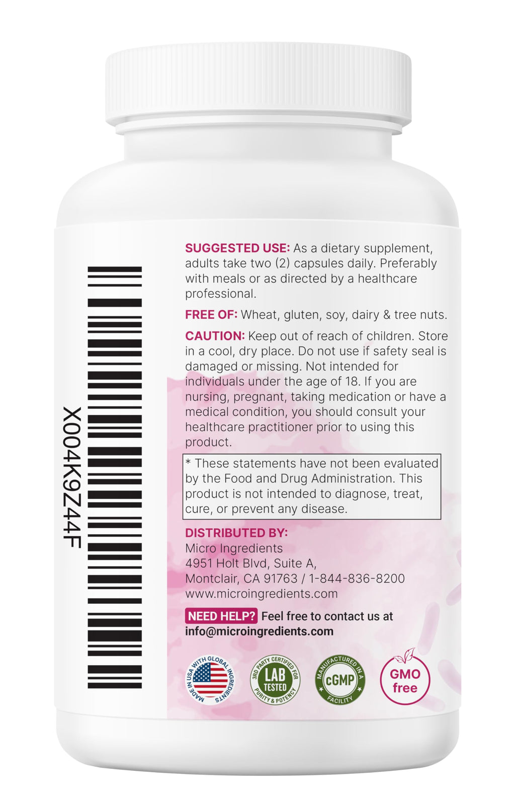 Micro Ingredients Probiotics for Women 100 Billion CFU with Prebiotics, 120 Veggie Capsules | pH Balance, Urinary Tract, Vaginal & Gut Health Support*