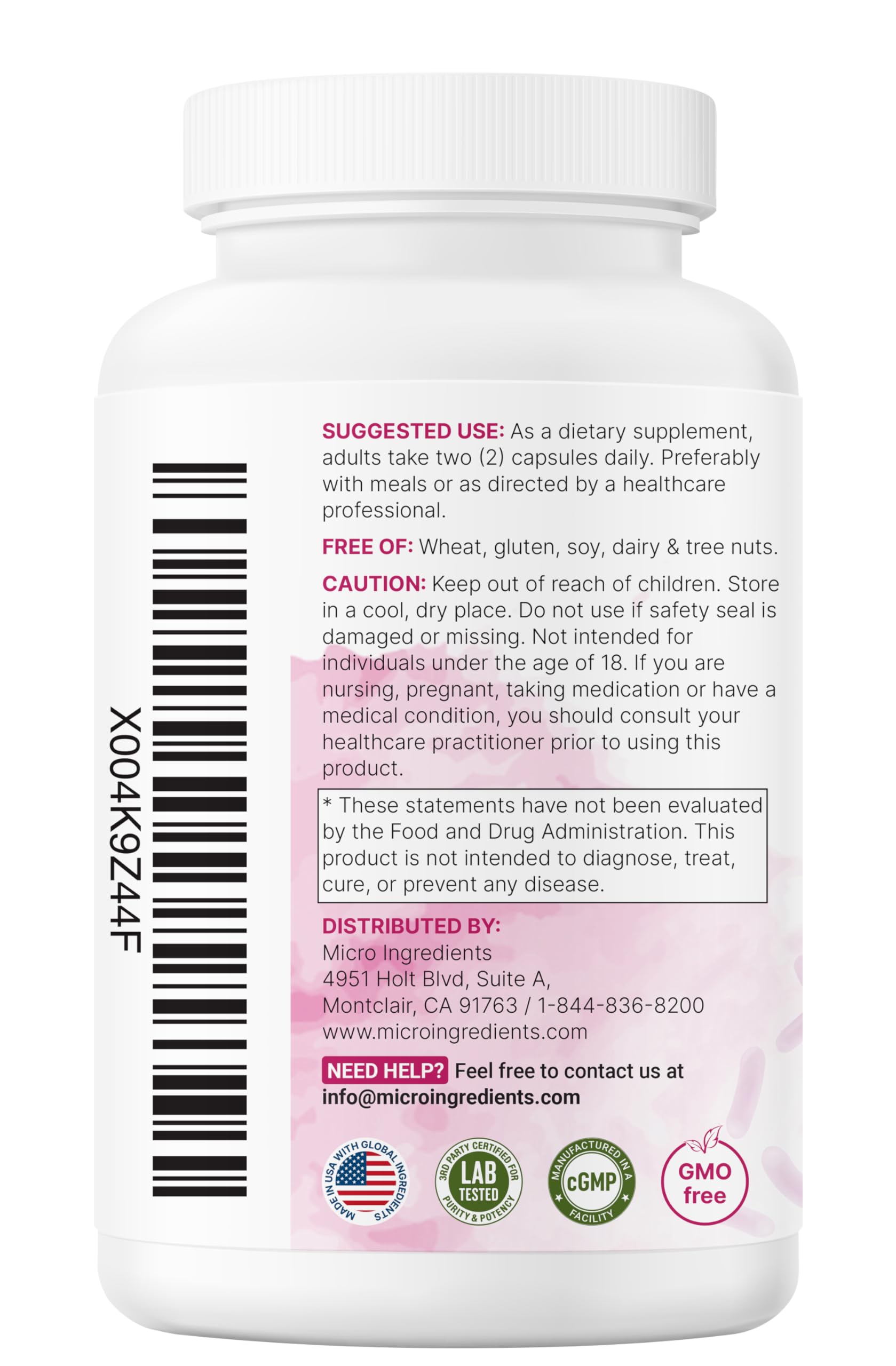 Micro Ingredients Probiotics for Women 100 Billion CFU with Prebiotics, 120 Veggie Capsules | pH Balance, Urinary Tract, Vaginal & Gut Health Support*