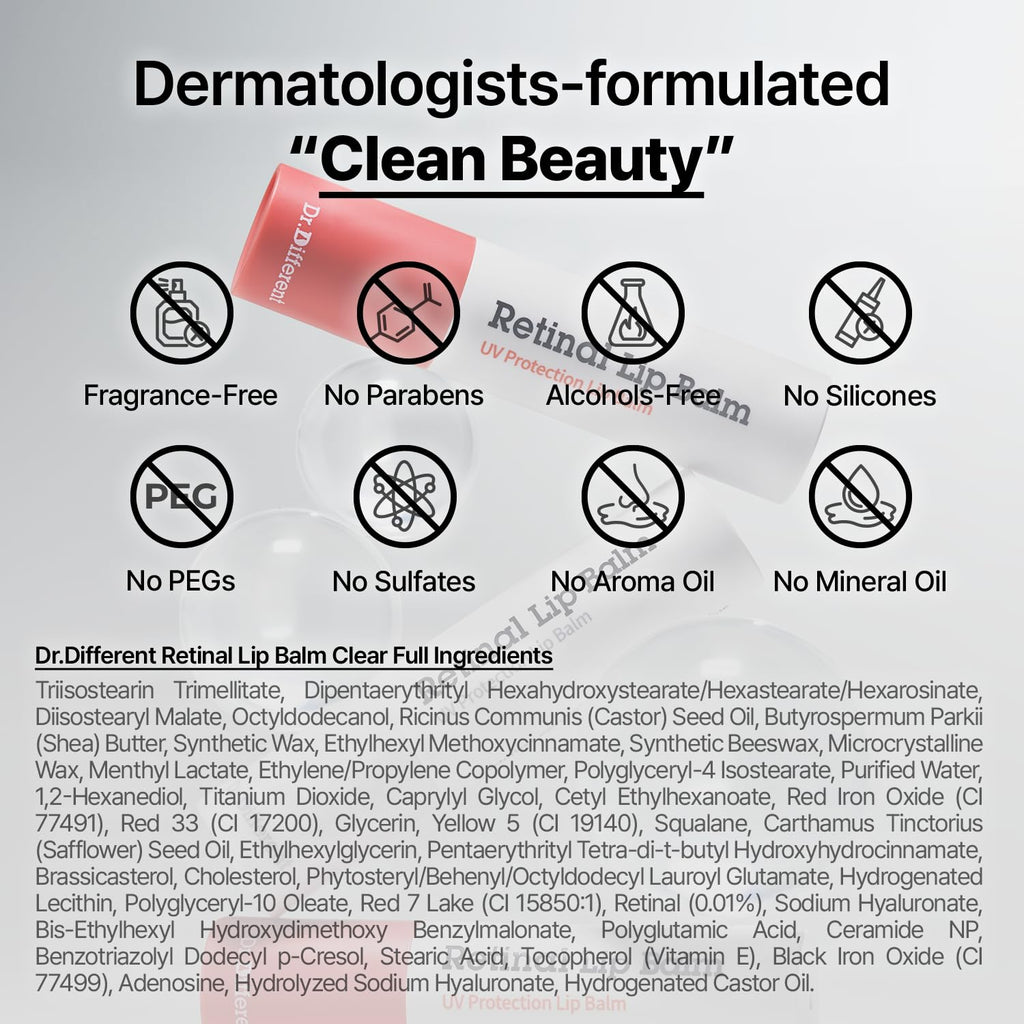 Dr.Different Retinal Lip Balm Tinted, Anti-Wrinkle Lip Treatment with Deep Hydration & Long-Lasting Moisture