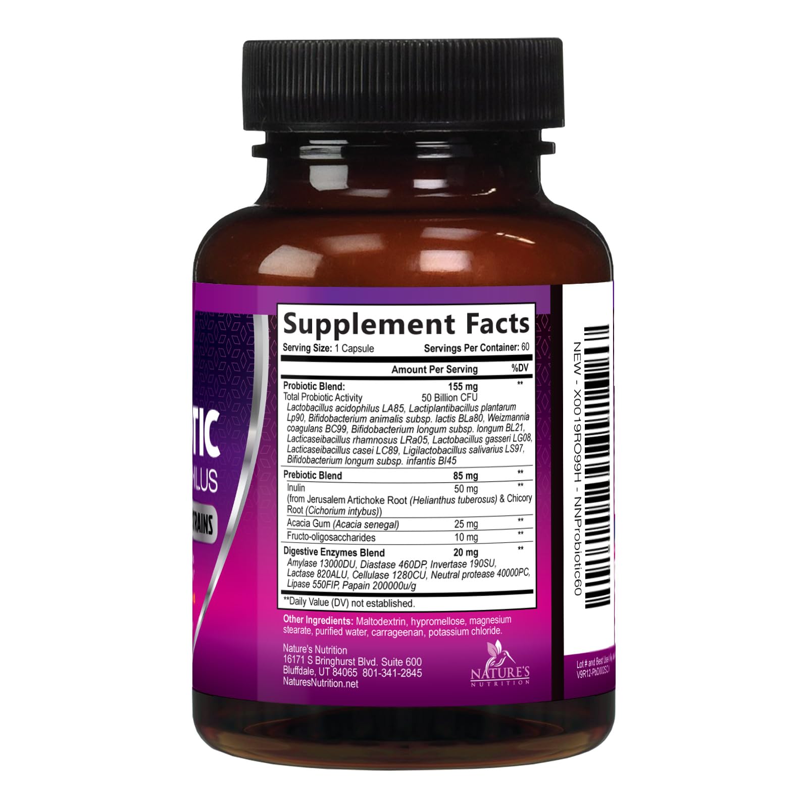 Probiotics 50 Billion CFU per Serving - 10 Strains + Prebiotics - Digestive Health, Gut & Immune Support - Supports Occasional Constipation, Gas & Bloating for Women & Men Shelf Stable - 60 Capsules Nature's Nutrition Au supplements