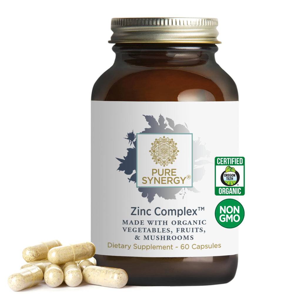 PURE SYNERGY Zinc Complex | Immune Support Supplement | Natural, Vegan Zinc Complex with Vitamin C and Organic Whole Foods | for Immune