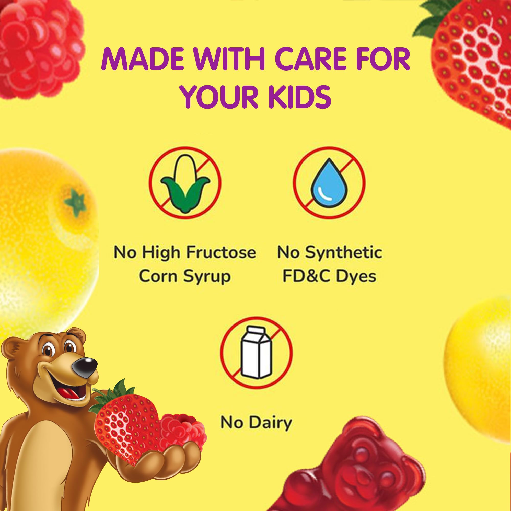 L’il Critters Fiber Daily Gummy Supplement for Kids, for Digestive Support, Berry and Lemon Flavors, 90 Gummies