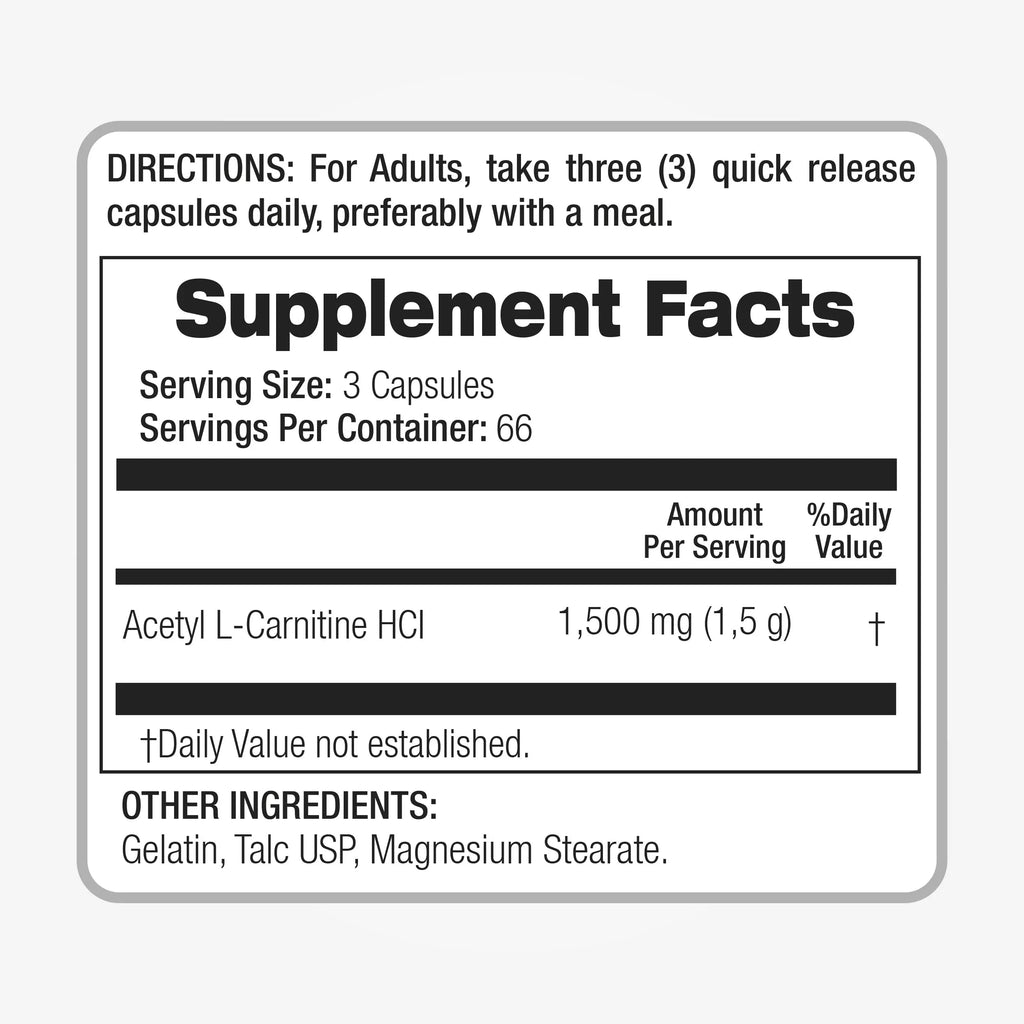 Lab - l carnitine - 1500 mg per Serving, 200 Capsules, l-carnitine - High Potency of - Acetyl FITO MEDIC'S Au supplements