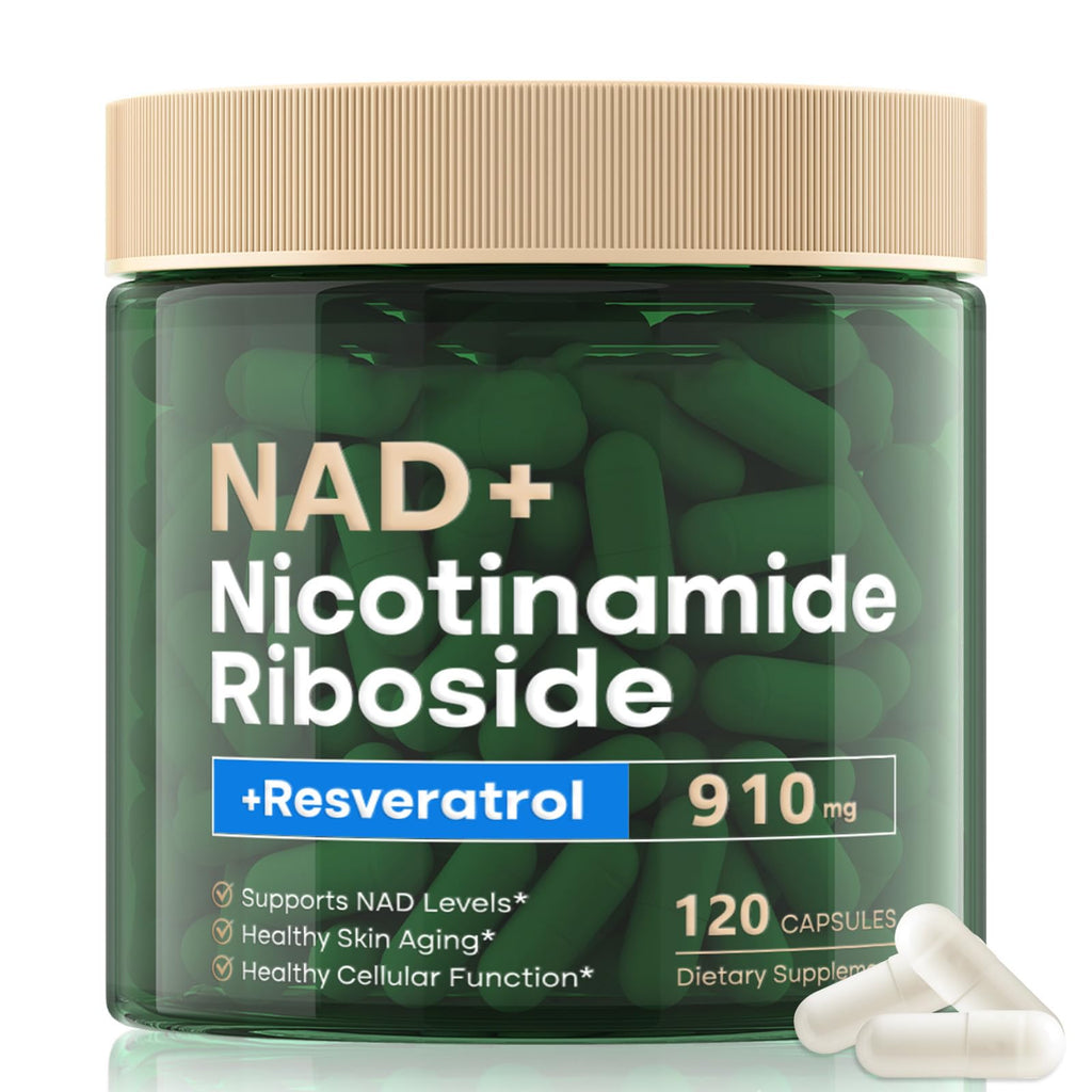 NAD Supplement 120 Capsules, Liposomal Nicotinamide Riboside, Resveratrol, Quercetin, NAD Nicotinamide Riboside Resveratrol 910mg for Women & Men, NAD Supplement for Anti Aging and Cell Regeneration RHBESTOK Au supplements