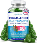 Sugar-Free Ashwagandha Gummies for Stress, Sleep & Mood Support - High-Potency 30:1 Ashwagandha Supplement Extract - Vegan Adaptogen Supplement for Women & Men, Natural Flavor, Plant-Based, 90 Gummies Purify Life Au supplements