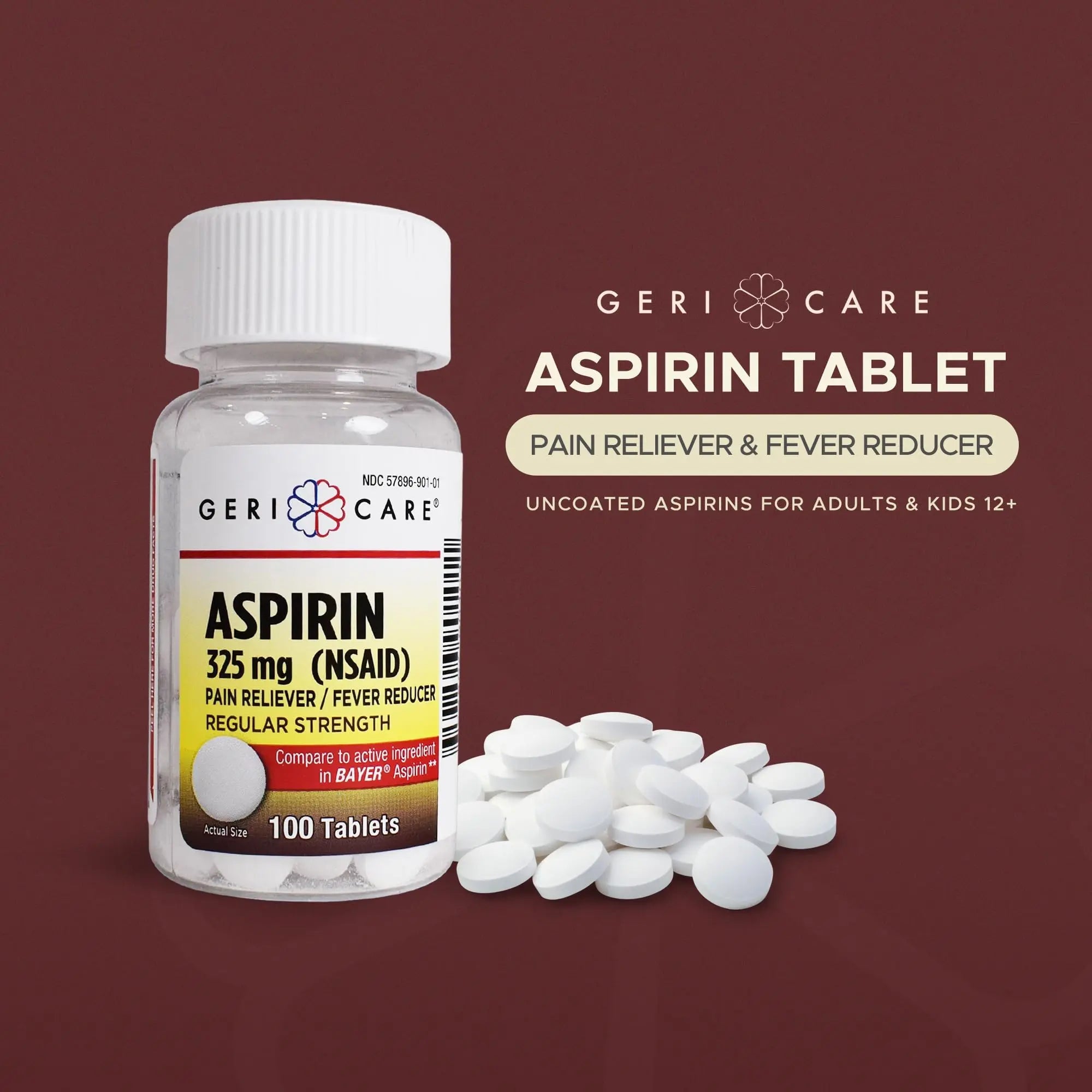 GeriCare Bottled Aspirin 325mg 100 Count Bottle (Pack of 1) GeriCare Au supplements