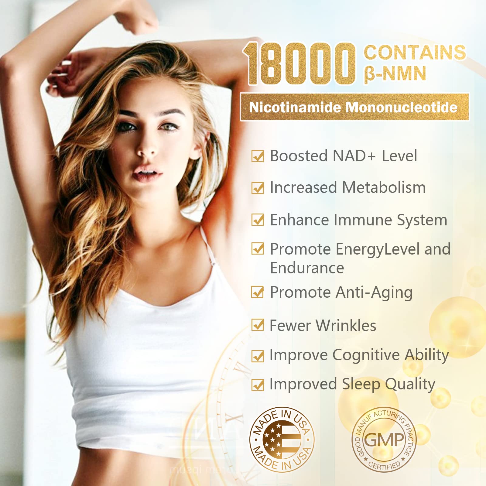 KFG NMN 18000 - NMN Nicotinamide Mononucleotide Supplement with Resveratrol, Stabilized Form & 99% High Purity to Boost NAD+ Levels for DNA Repair Supplement,for Healthy Aging,60 Capsules KFG Au supplements