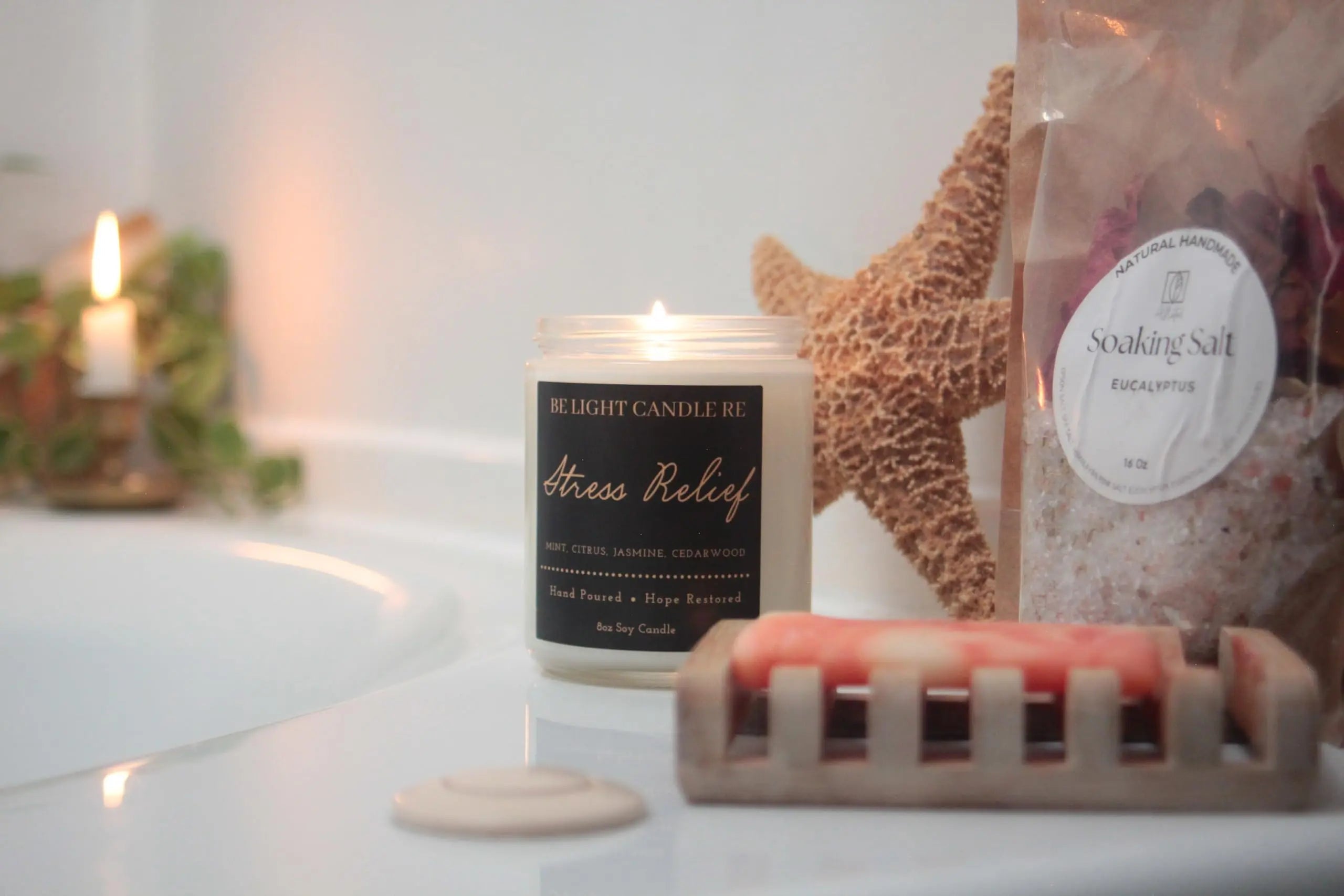 Stress Relief Candle | Purpose-Driven Soy Candles | Scented Candle for Home | 8oz Long Lasting Candle Be Light Candle RE Au supplements