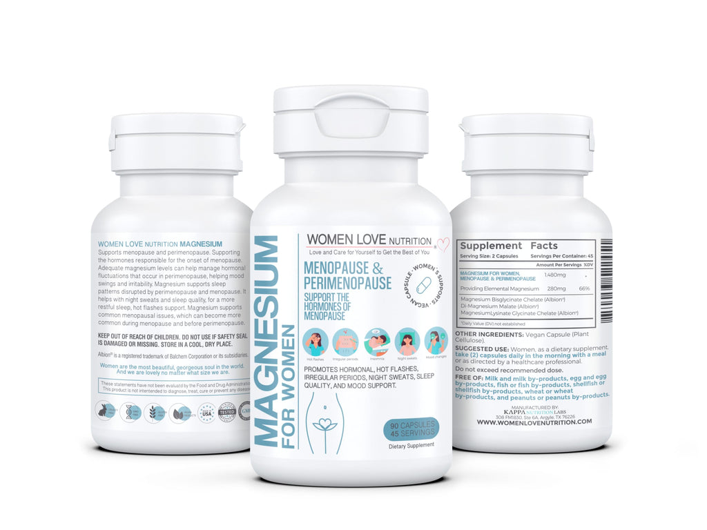 WOMEN LOVE NUTRITION, Magnesium for Women, Menopause & Peromenopause (90 Capsules) WOMEN LOVE NUTRITION Au supplements