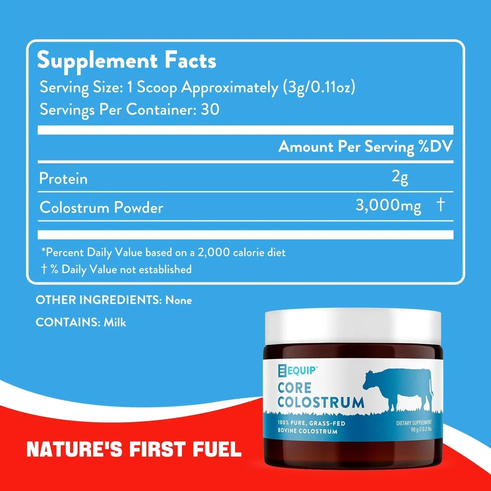 Equip Foods Core Colostrum - 100% Grass Fed Colostrum Powder 3,000mg, 40% IgG Equip Au supplements