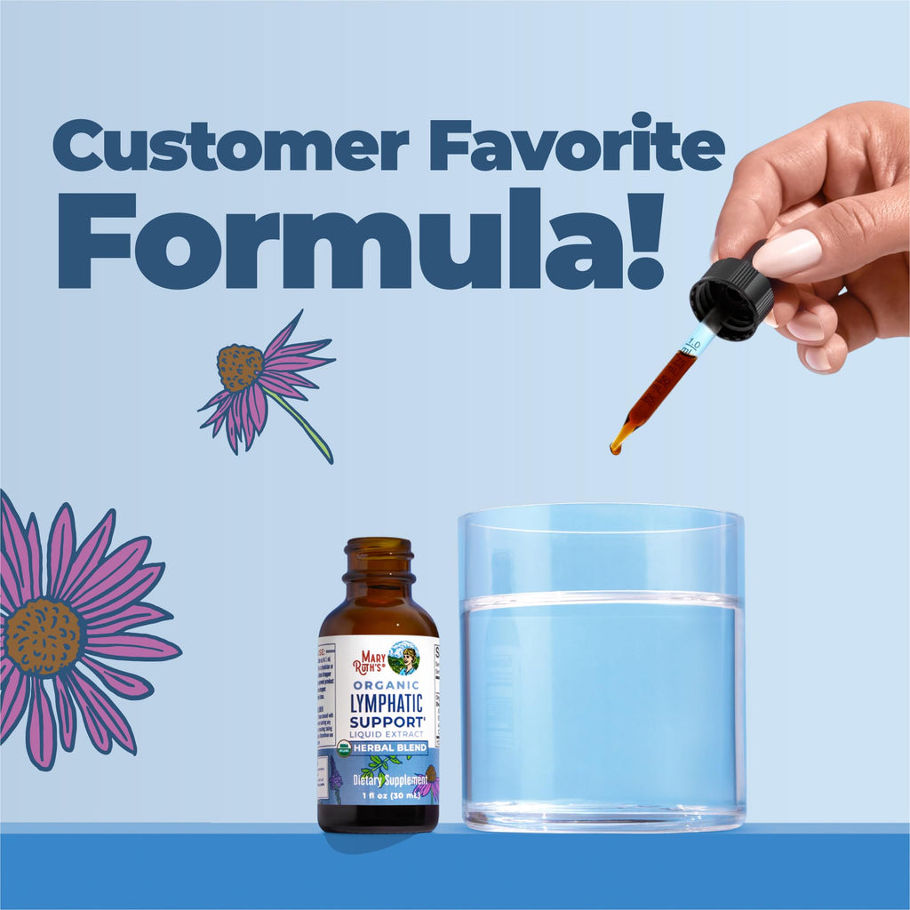 MARYRUTH'S Lymphatic Support Liquid Drops USDA Organic | Herbal Blend with Echinacea & Elderberry | Blue Vervain