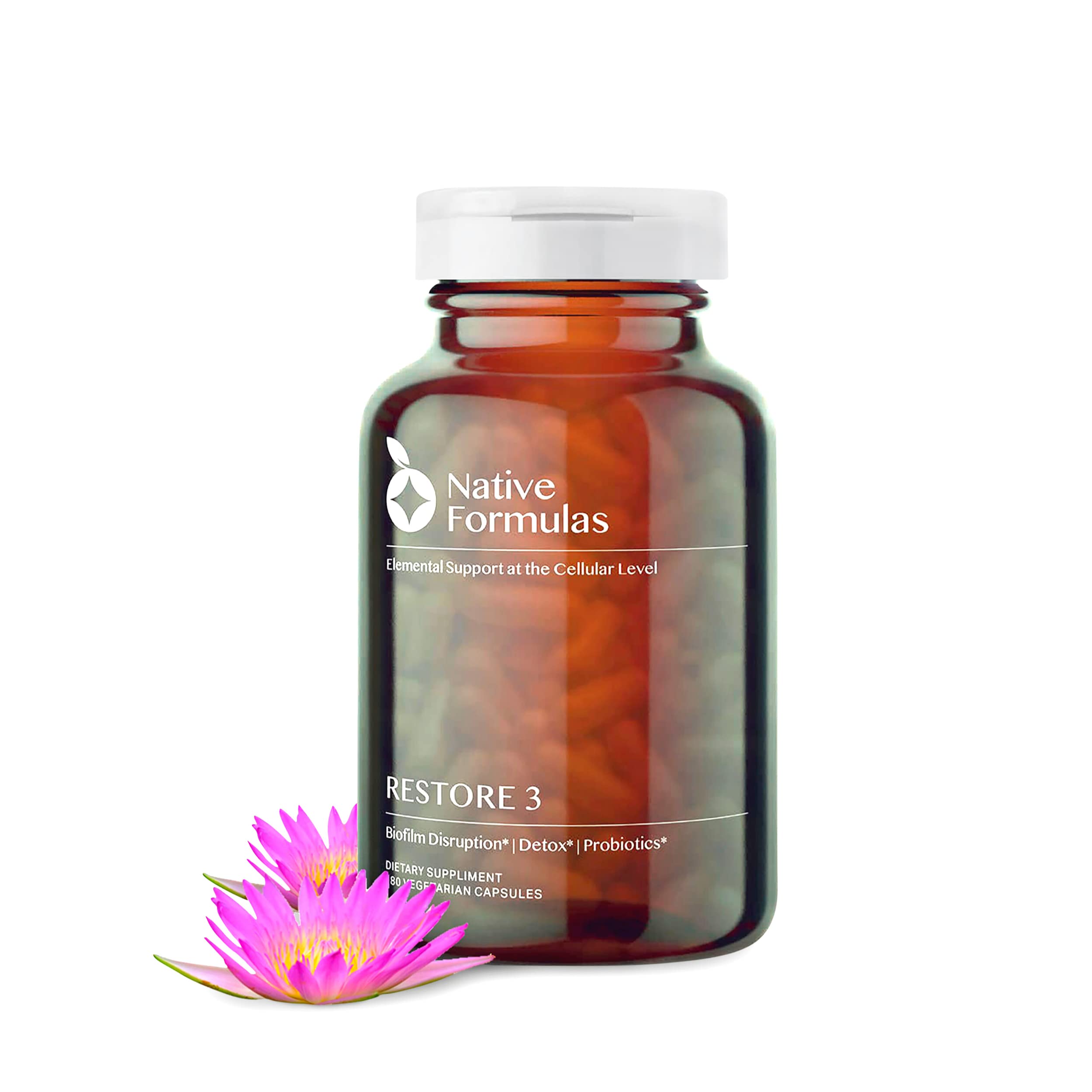 Native Formulas Restore 3 Proteolytic Enzyme & Spore Probiotic Blend Supplement - 60 Capsules - Advanced Biofilm Disruption Aid
