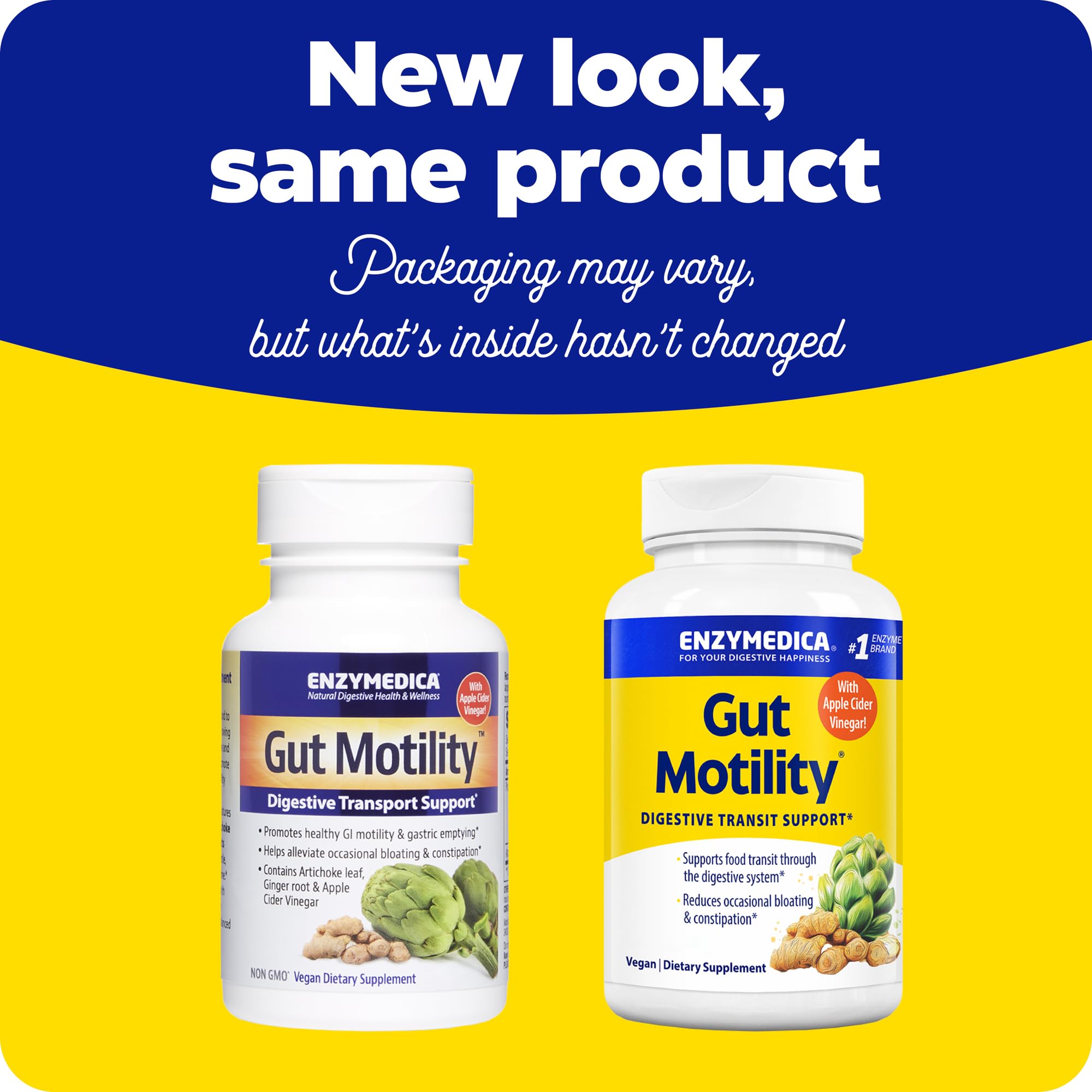 Enzymedica Gut Motility Supplement for Men & Women - Apple Cider Vinegar Capsules with Artichoke & Ginger Extract, Digestive Health Support for Adults