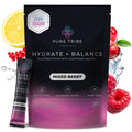 PURE TRIBE Instant Hydration Electrolytes Powder Packets with Magnesium & Salt – Zero Sugar Hydration Packets with 6 B Vitamins & Adaptogens