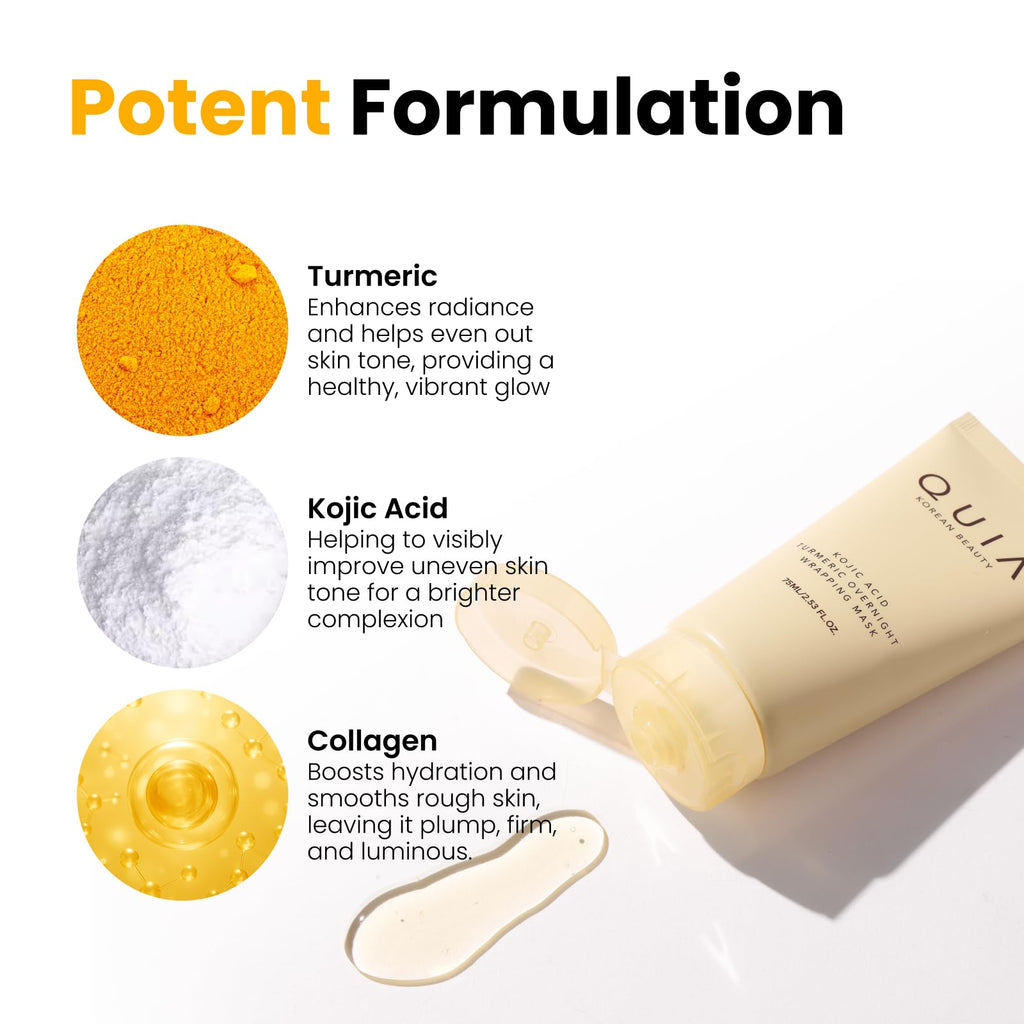 QUIA Turmeric + Kojic Acid Overnight Wrapping Mask – Hydration Mask for Glowing Skin