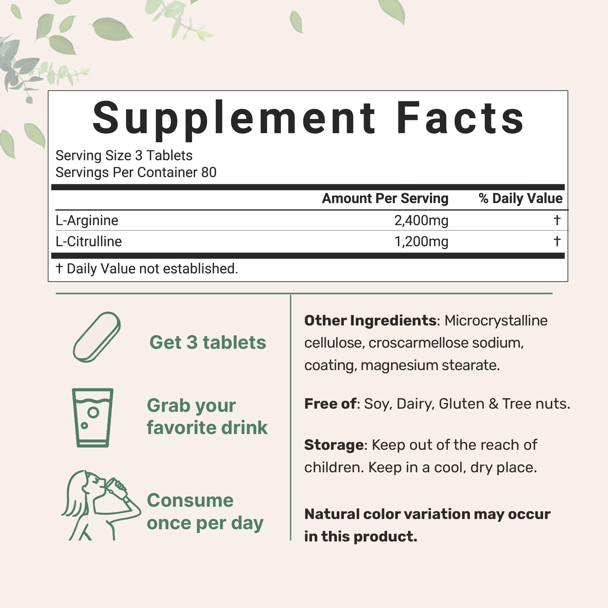 Nitric Oxide Supplements for Men & Women 3,600mg, 240 Bisected Tablets | 80 Servings | Max Strength Nitric Oxide Booster with L-Arginine & L-Citrulline