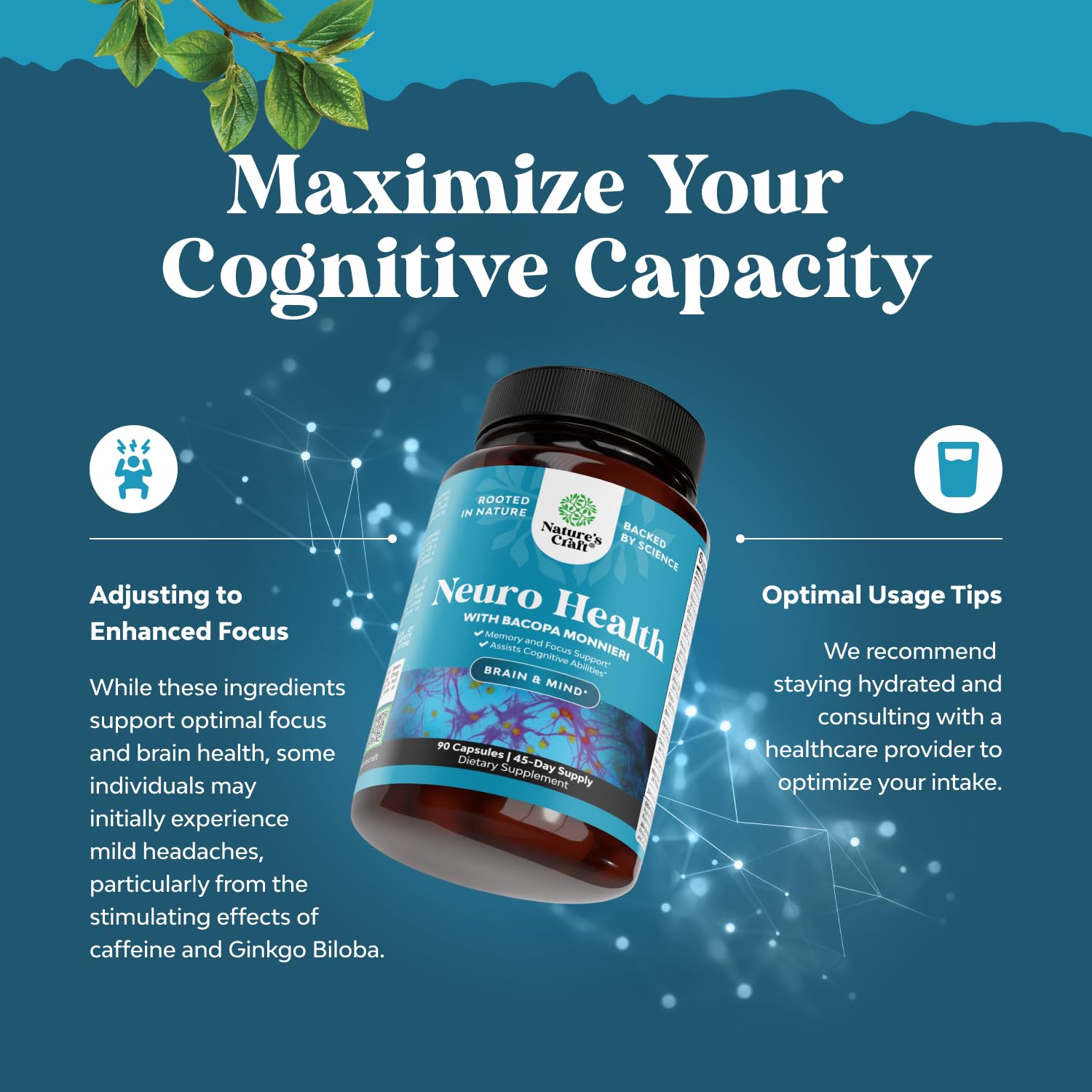 Nootropic Brain Supplement for Memory and Focus Support - Vitamins for Mental Support & Clarity with Bacopa Monnieri, VIT A, B6, Riboflavin, Niacin
