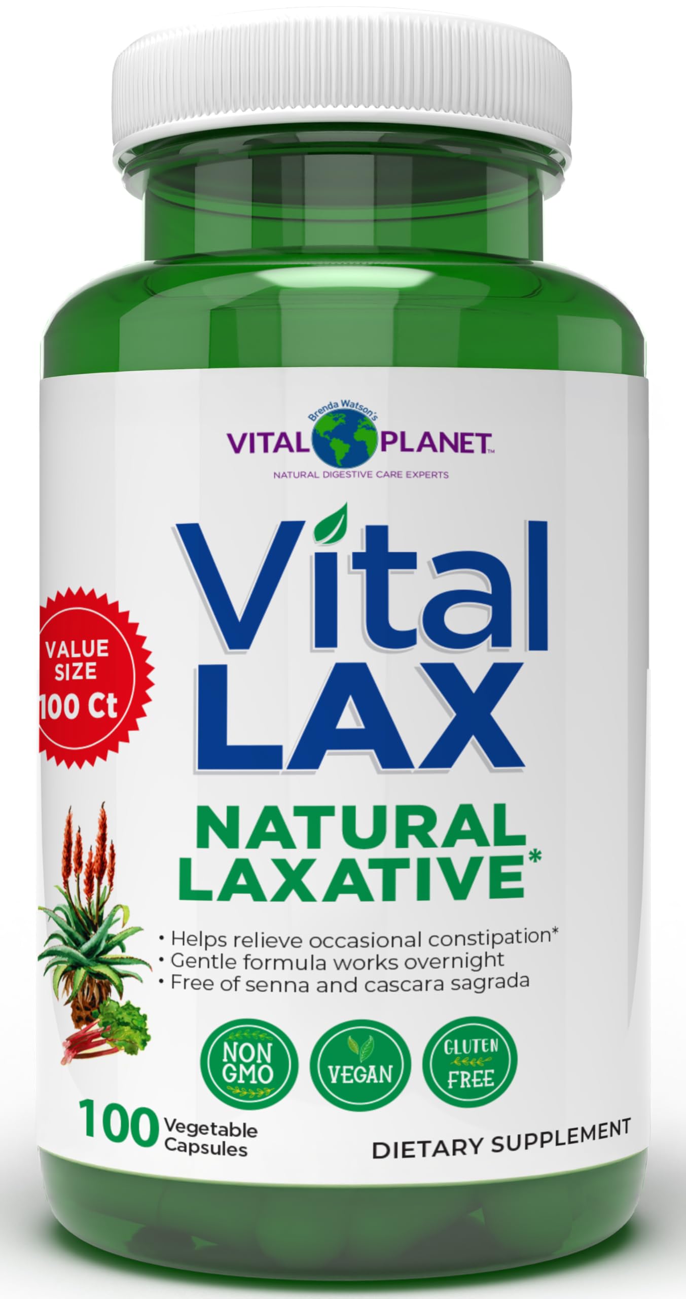 Vital Planet - Vital Lax Natural Laxative Cleanse Supplement for Occasional Constipation, with Magnesium Hydroxide, Slippery Elm, Aloe,
