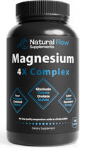 Natural Flow 4X Magnesium Supplement, Magnesium Glycinate, Taurate, Malate, Orotate Complex, Calm Sleep and Cramp Support Blend