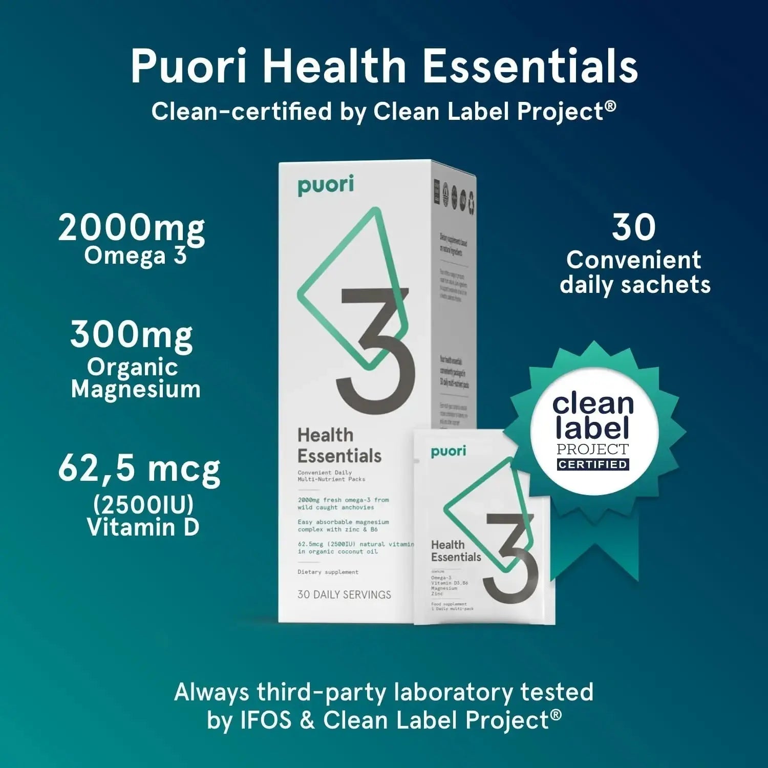 Puori P3 Health Essentials with Magnesium Zinc Complex, Omega 3 Fish Oil & Vitamin D3 Supplements - Men & Womens Daily Multi Puori Au supplements