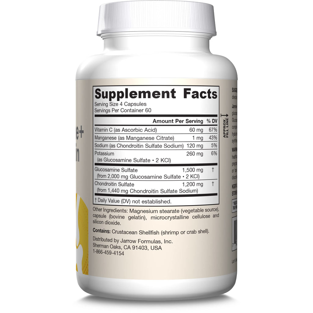 Jarrow Formulas Glucosamine + Chondroitin - 240 Capsules - Nutrient Support - Dietary Supplement for Joint Health - with Vitamin C & Manganese - 60 Servings Jarrow Formulas Au supplements