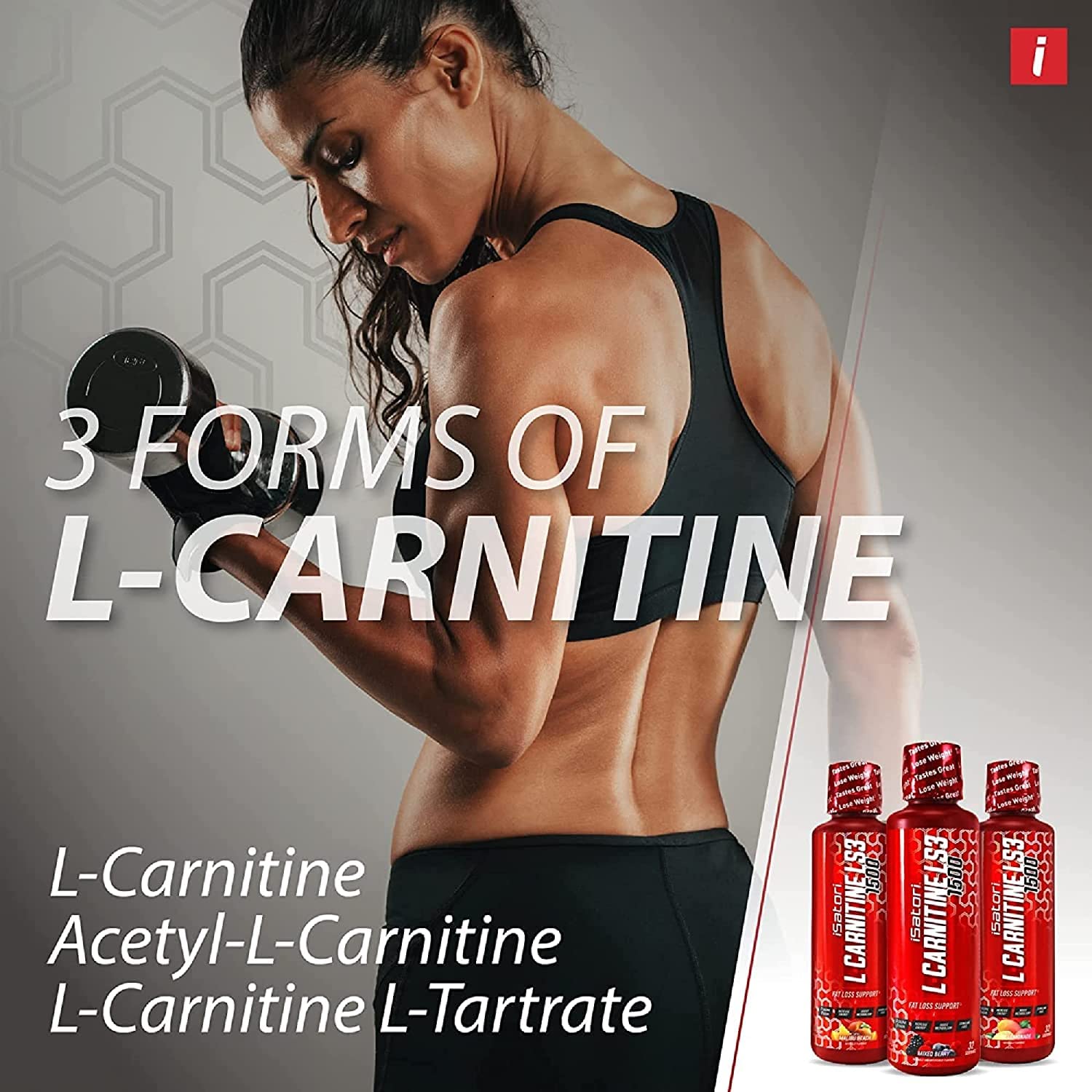 iSatori L-Carnitine LS3 3000, Liquid L-Carnitine with Acetyl L-Carnitine, L-Carnitine L-Tartrate, Stimulant Free Pre Workout, Low Calories, Sugar, Gluten,