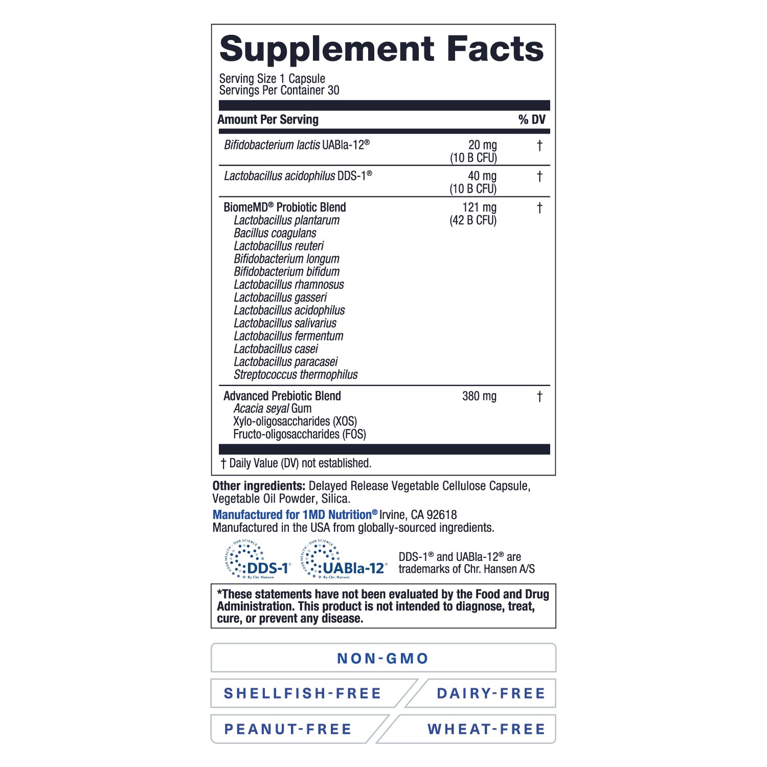 1MD Nutrition BiomeMD Probiotics | 62 Billion CFUs, 15 Comprehensive Strains - Pro & Prebiotics | Doctor-Formulated for Digestive Health & Immune Support | 30 Capsules 1MD Nutrition Au supplements