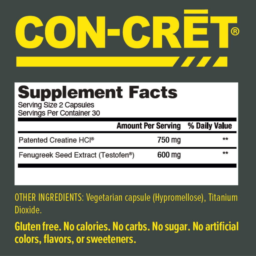 CON-CRET®+ Test, CON-CRET® Patented Creatine HCl Now with Testofen®, Boost Testosterone Levels, 60 Capsules CON-CRET Au supplements