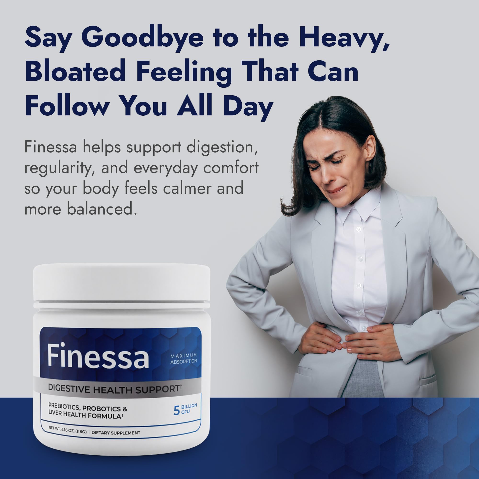 Finessa Digestive Probiotic Drink - 2in1 Digestive Health, Liver Cleanse Detox & Repair | Constipation, Gas and Bloating Relief | Gut Health Blend with Prebiotics & Probiotics