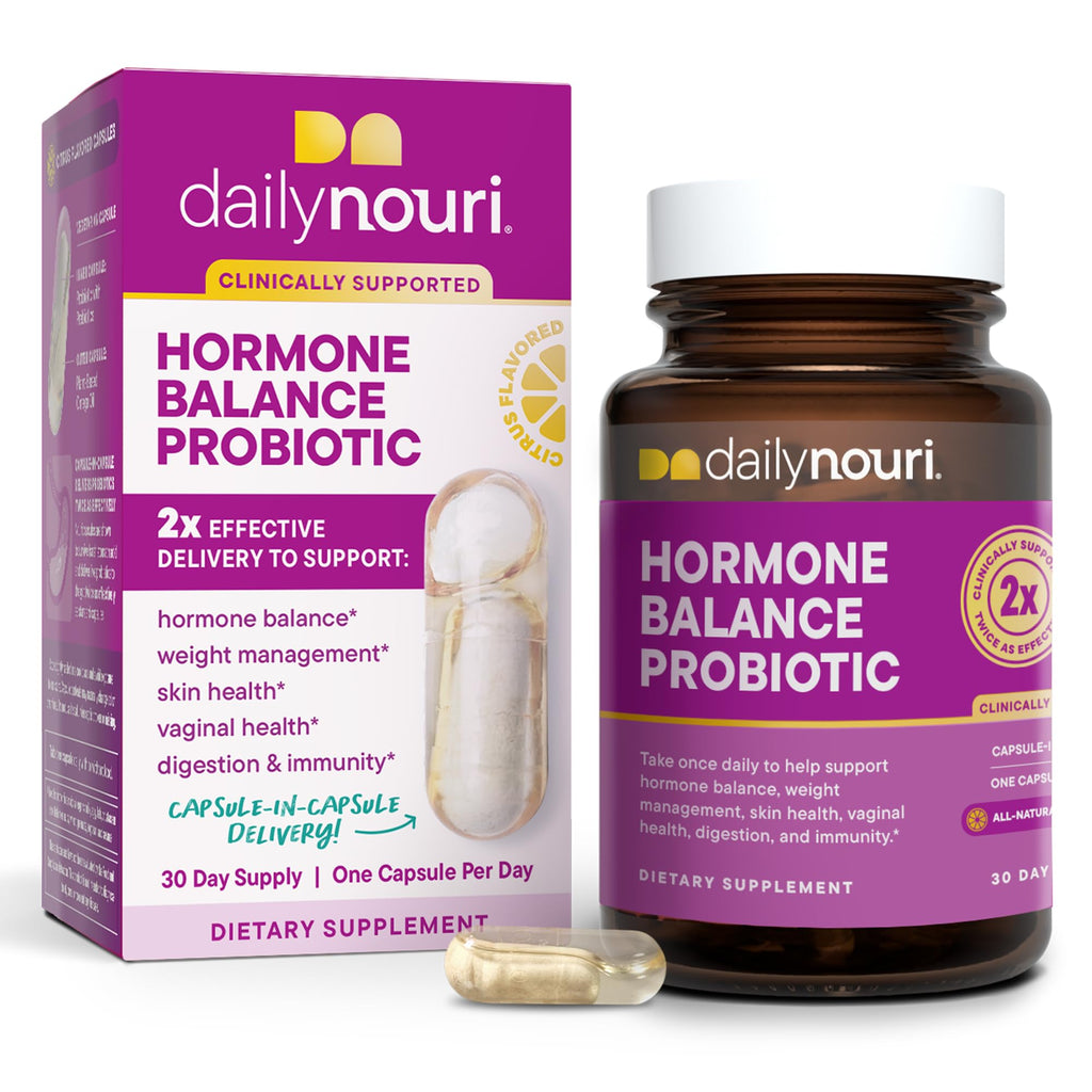 Daily Nouri Hormone Balance Probiotics for Women | Hormonal Balance Support | Vaginal pH + Gut Health | 7 Clinically Studied Strains + Omega | 30-Day Supply Daily Nouri Au supplements