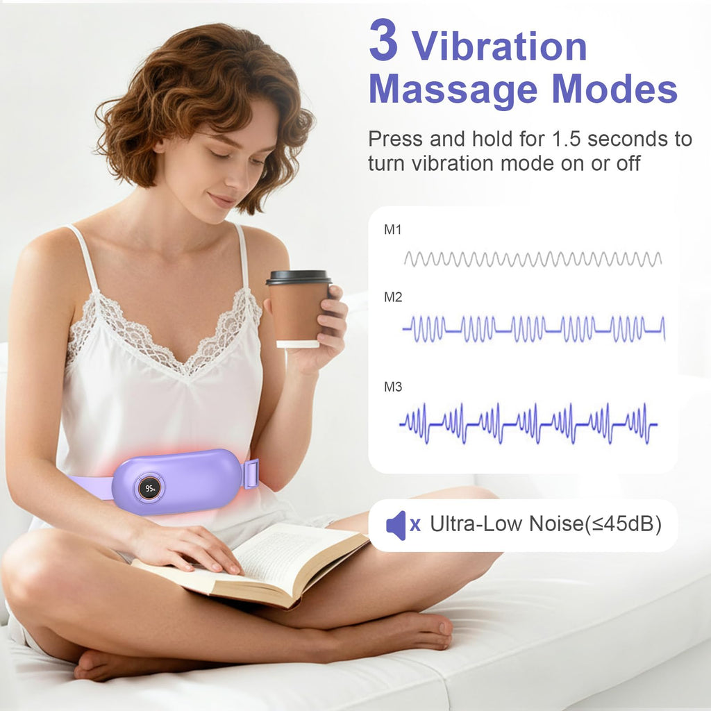 Heating Pad for Period Cramps, 3 Heat Levels and 3 Massage Modes, Portable Heating Pad for Menstrual Cramps Relief, Electric Heat Belt, Christmas Gifts for Women and Girl Stocking Stuffers(Purple) SZO Au supplements