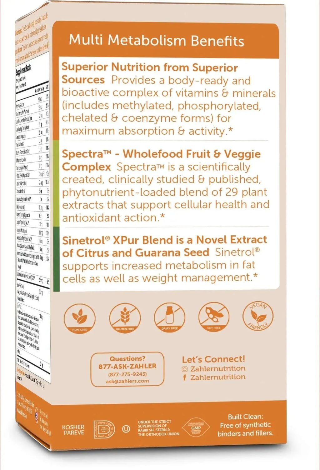 Zahler Multivitamin Metabolism + Weight Management Support for Women and Men with Iron, Certified Kosher, 60 Capsules Zahler Au supplements