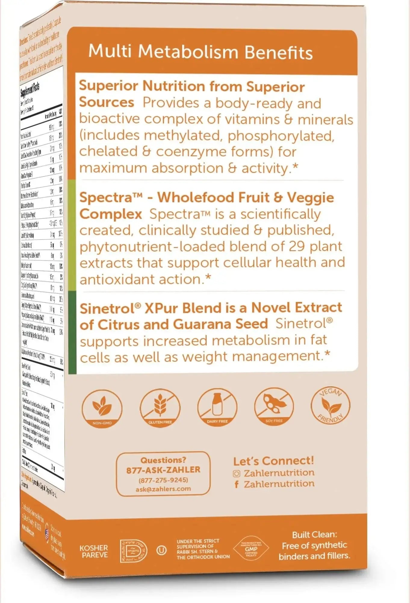Zahler Multivitamin Metabolism + Weight Management Support for Women and Men with Iron, Certified Kosher, 60 Capsules Zahler Au supplements