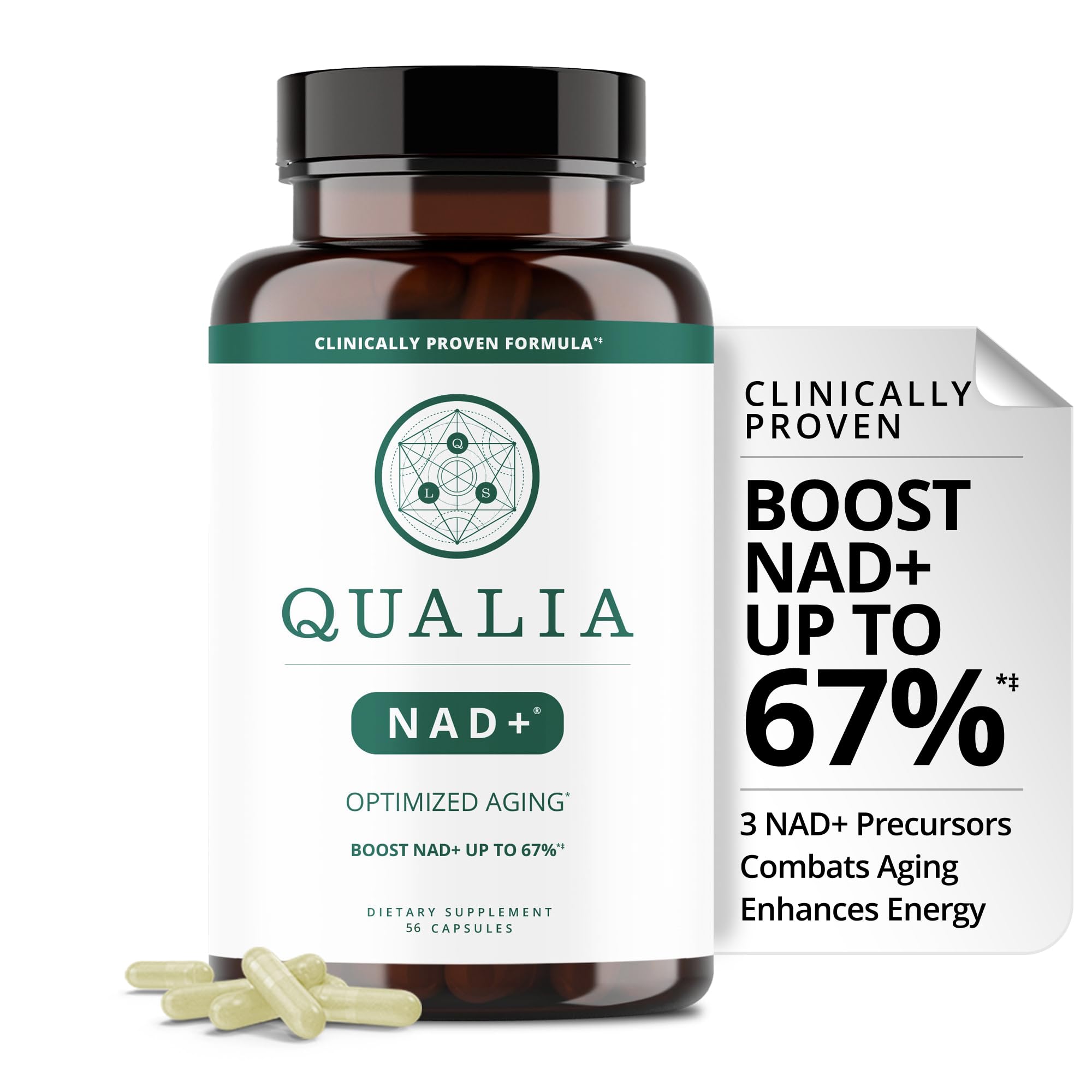 Qualia NAD Supplement — Clinically Proven to Boost NAD+ up to 67%. Optimized Aging, Energy, Focus. Elite NAD+ Booster Ingredients Nicotinamide Riboside (NIAGEN), Niacin, Niacinamide (1 Month Supply) QUALIA LIFE SCIENCES Au supplements