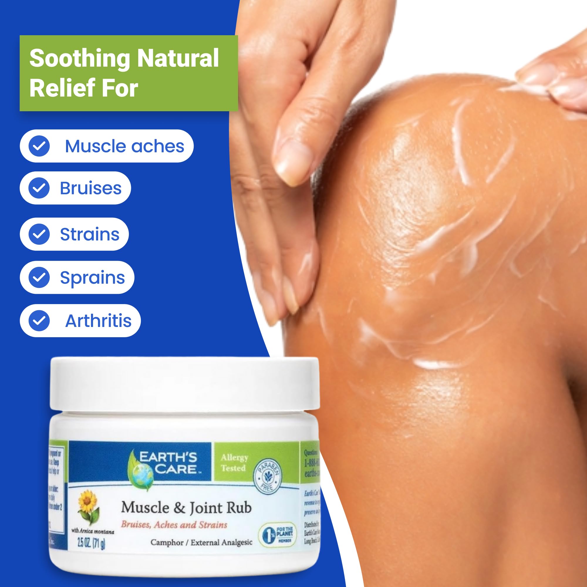 Earth's Care Muscle & Joint Rub - for Sore Muscles, Bruises, Aches and Strains - 2.5 OZ. Earth's Care Au supplements