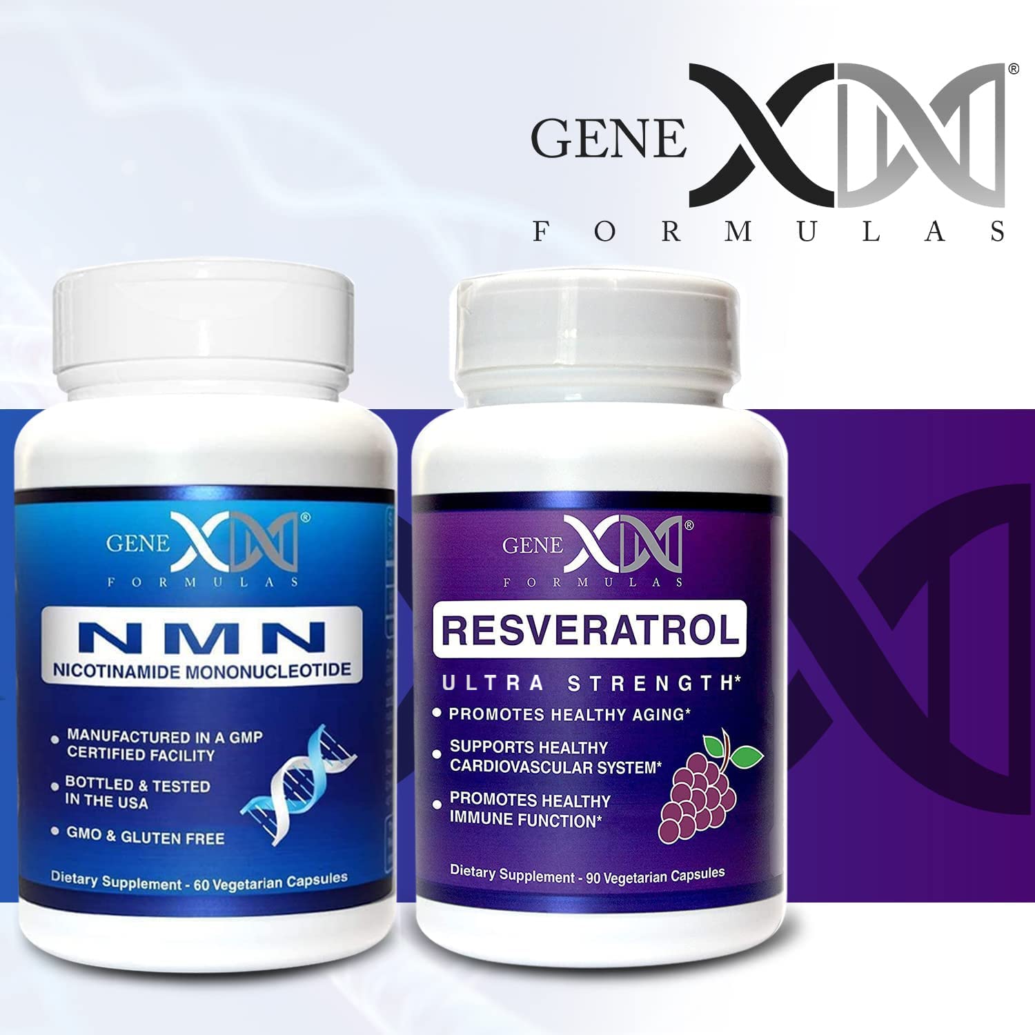 Genex Formulas NMN and Resveratrol Dynamic Duo Supplements | 250mg NAD+ Precursor and Ultra Strength 1500mg Resveratrol w/BioPerine, for Healthy Aging Support Genex Formulas Au supplements