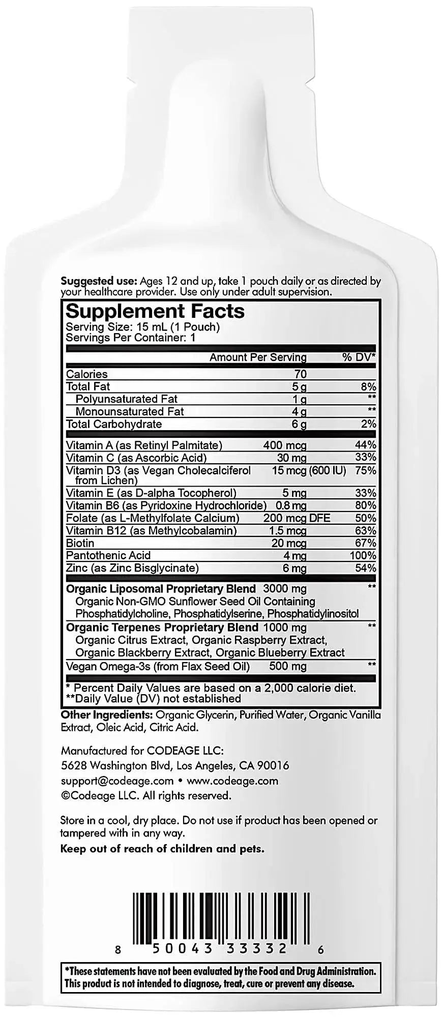 Codeage Multivitamins For Teens, Liquid Vitamin C for Teenagers, Vitamin A B6 B12 D3 E For Kids, Biotin Zinc Omega-3 Folate, Liposomal Vitamins Supplement Codeage Au supplements