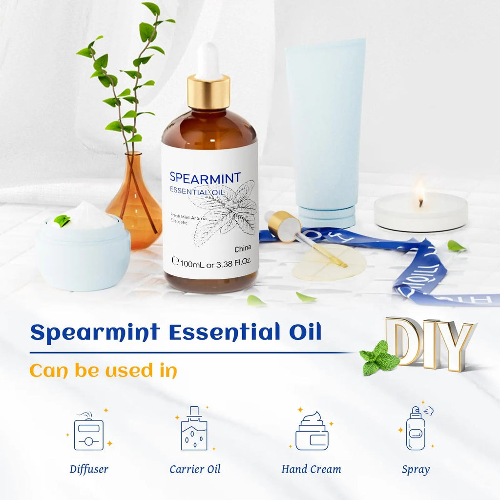 HIQILI 100ML Spearmint Essential Oil for Skin Care -100% Pure Treatment Grade - 3.38 Fl Oz. HIQILI Au supplements