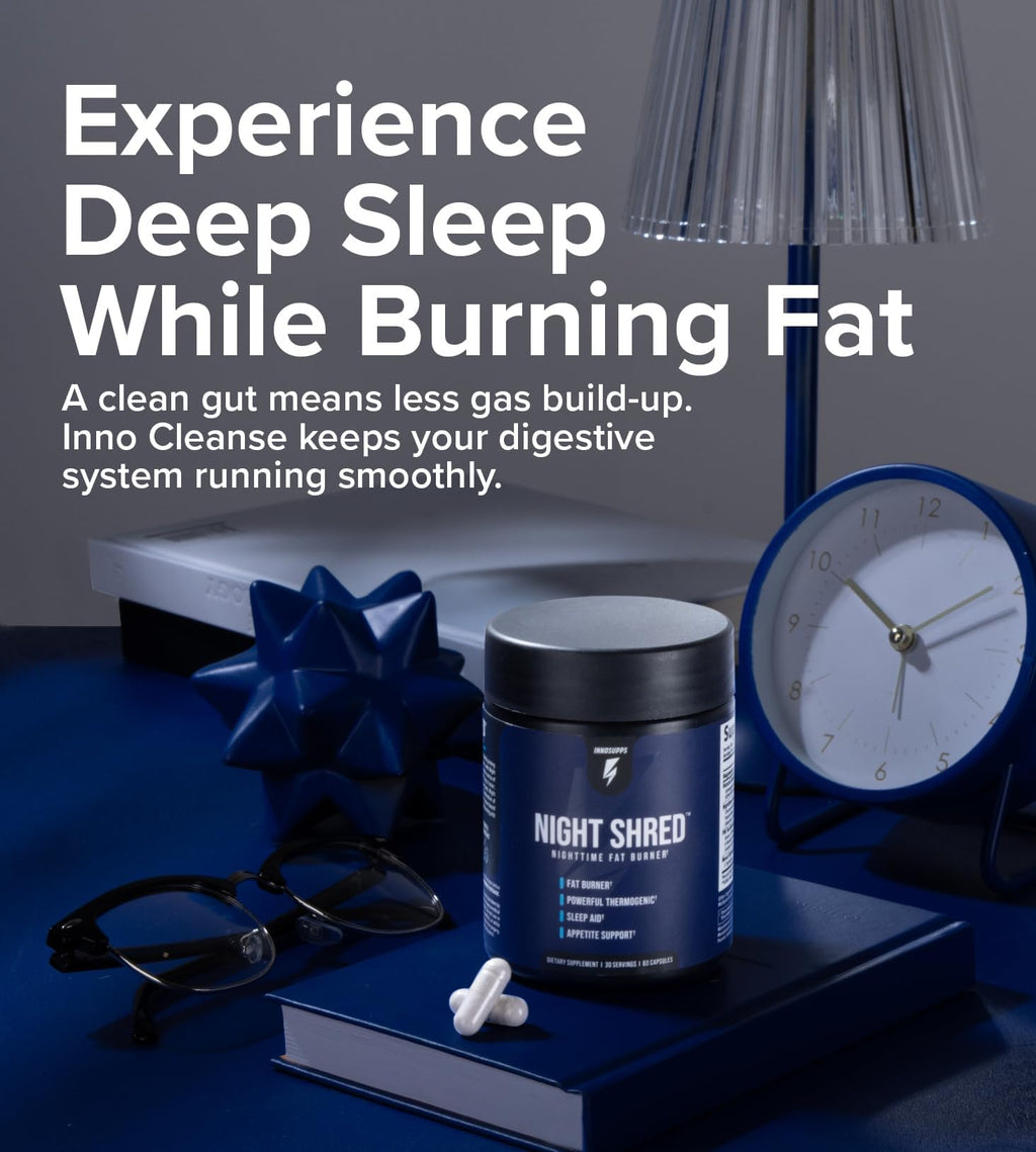 InnoSupps Night Shred Fat and Natural Sleep Support | Ashwaganda, 5-HTP, CLA, Melatonin | Appetite Suppressant