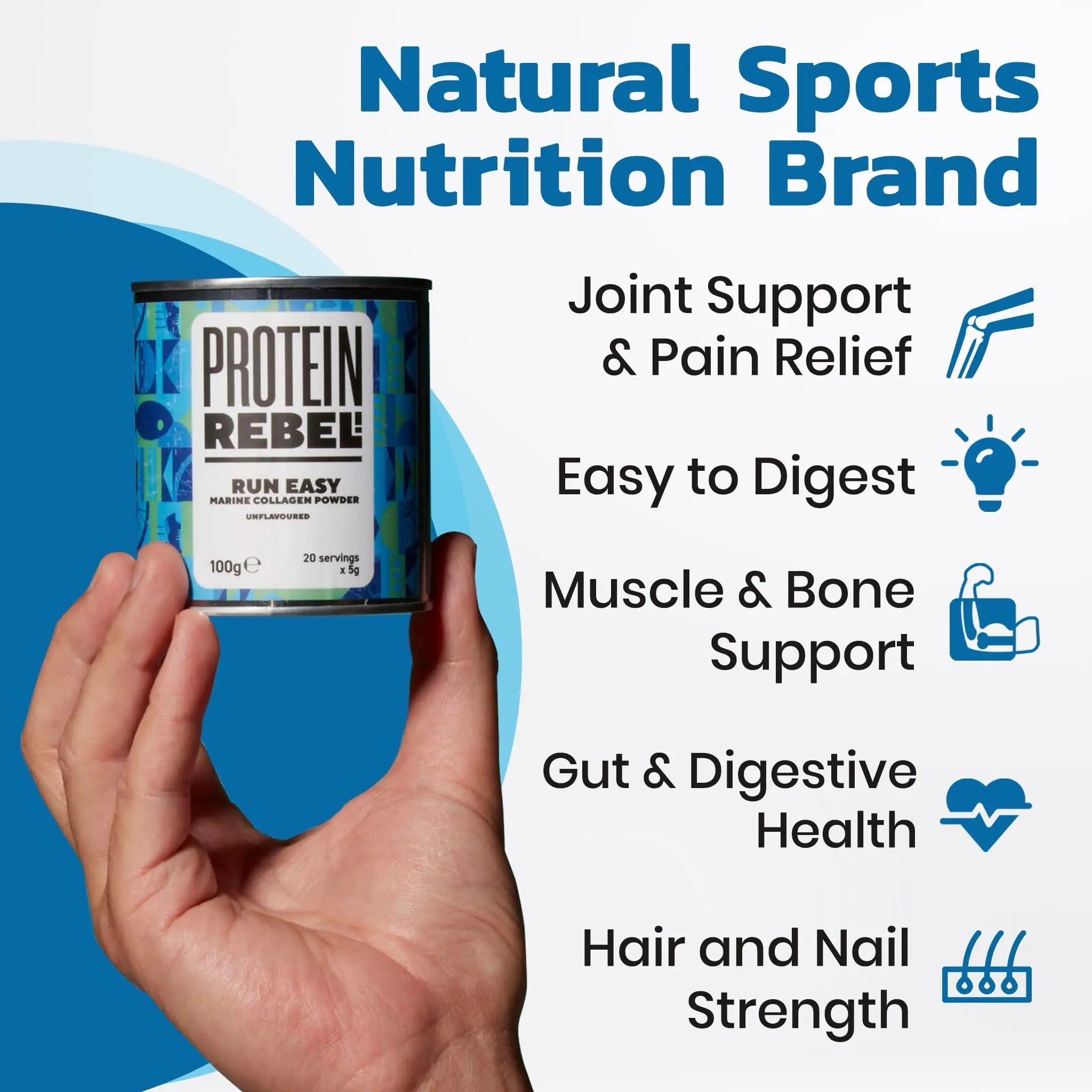 Protein Rebel - Run Easy Marine Collagen Powder for Running, Joint Support - Unflavoured Powder Collagen Protein Rebel Au supplements