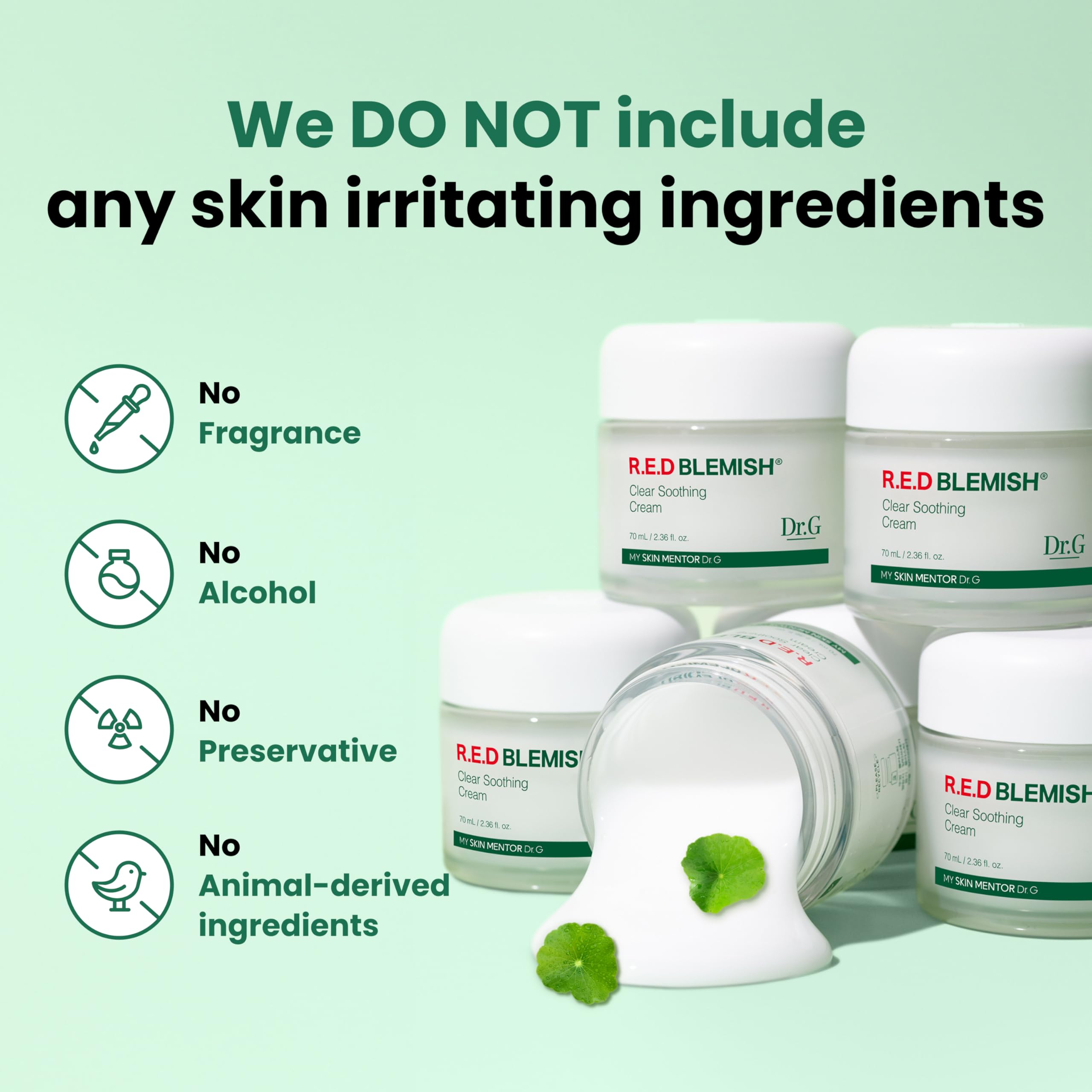 Dr. G R.E.D. Blemish Clear Soothing Cream - Calming Korean Moisturizer for Redness - Soothes Acne & Irritation