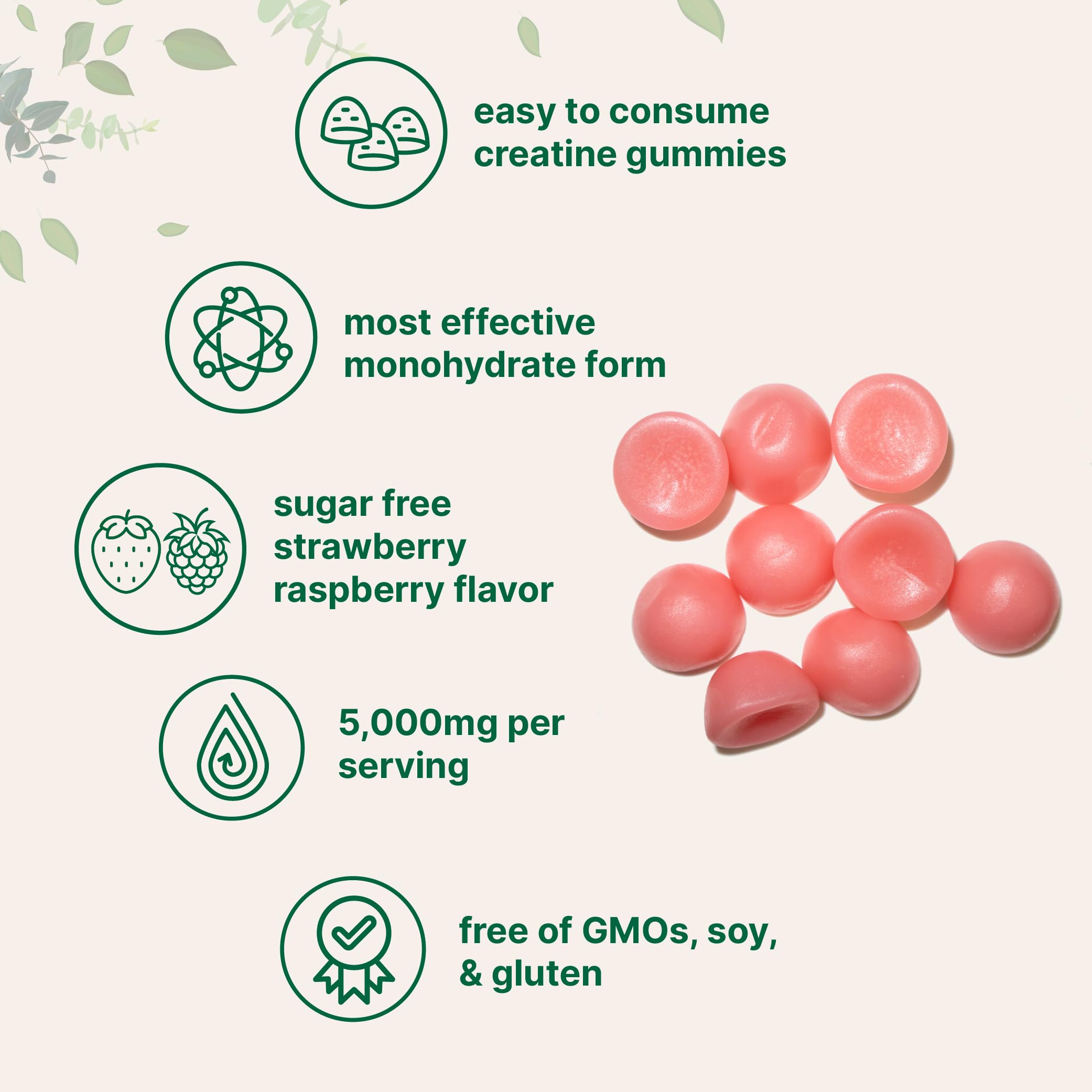 Creatine Monohydrate Gummies 5,000mg Per Serving, 120 Count | Sugar Free Strawberry Raspberry Flavored | Creatine for Women & Men | Pre Workout + Muscle Strength & Recovery Support | Non-GMO Micro Ingredients Au supplements