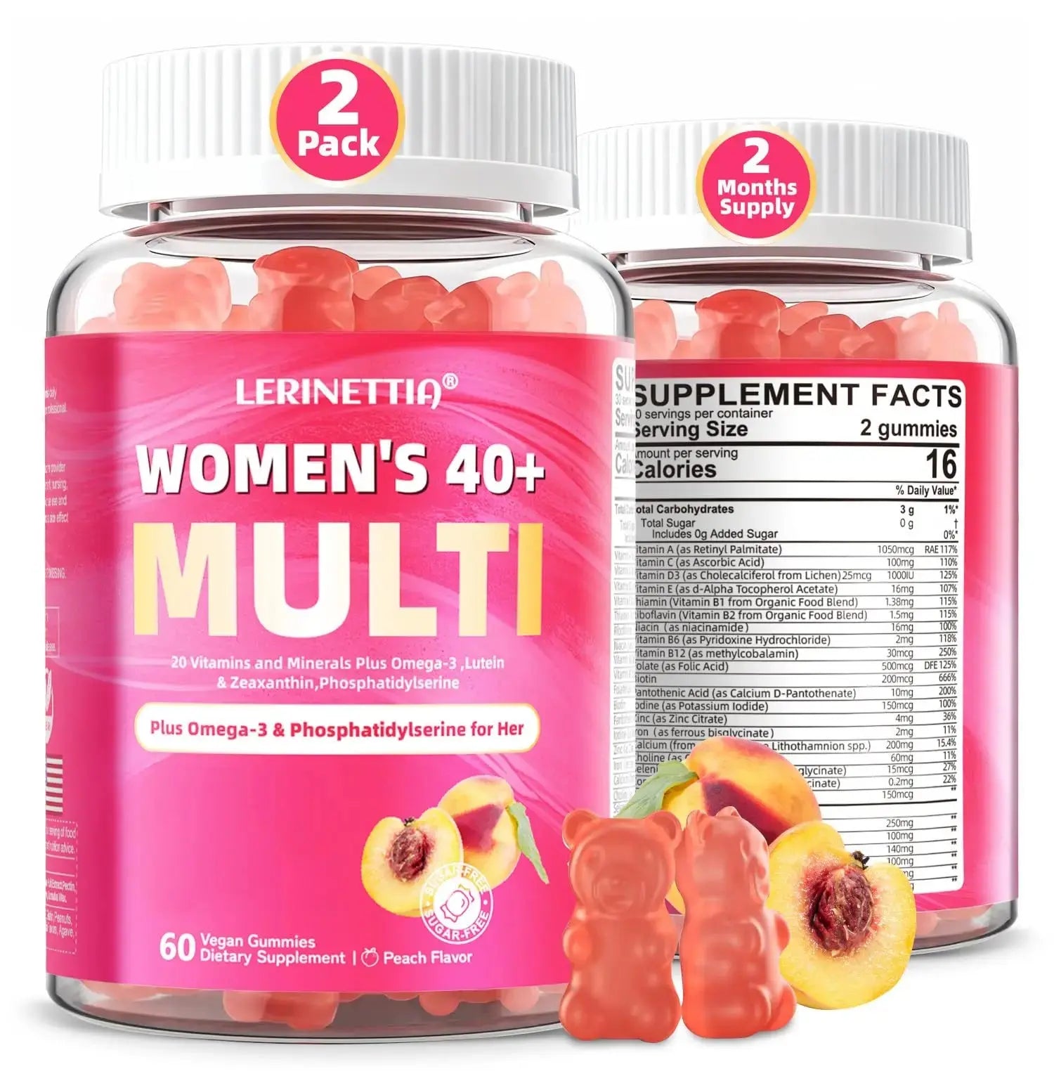 Multivitamin for Women Gummies for 40+ with Omega-3, Niacinamide, B-Complex, Lutein, Iron, Choline, Phosphatidylserine, Vitamin D3 Lerinettia Au supplements