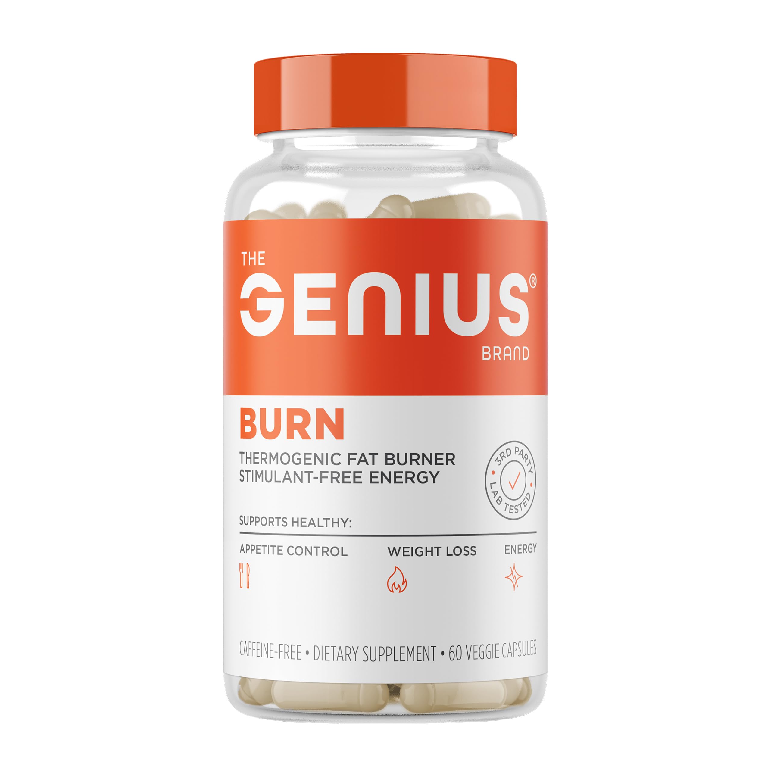 Genius Thermogenic Fat Burner, 60 Diet Veggie Pills - Weight Loss & Metabolism Supplement, Appetite Suppressant & Energy Booster - Caffeine-Free Nootropic Focus & Brain Boost - Ashwagandha & TeaCrine The Genius Brand Au supplements