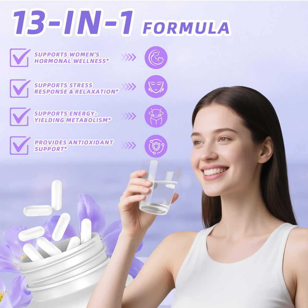 13-in-1 Myo Inositol & D-Chiro Inositol for Women PCOS,Hormonal Balance,2460mg-40:1 Ratio,Ovarian Health&Cycle Support Supplement Plus Alpha Lipoic Acid/Folate/Vitex/Magnesium/Multivitamin,120 Veg Cap Bebien fit Au supplements