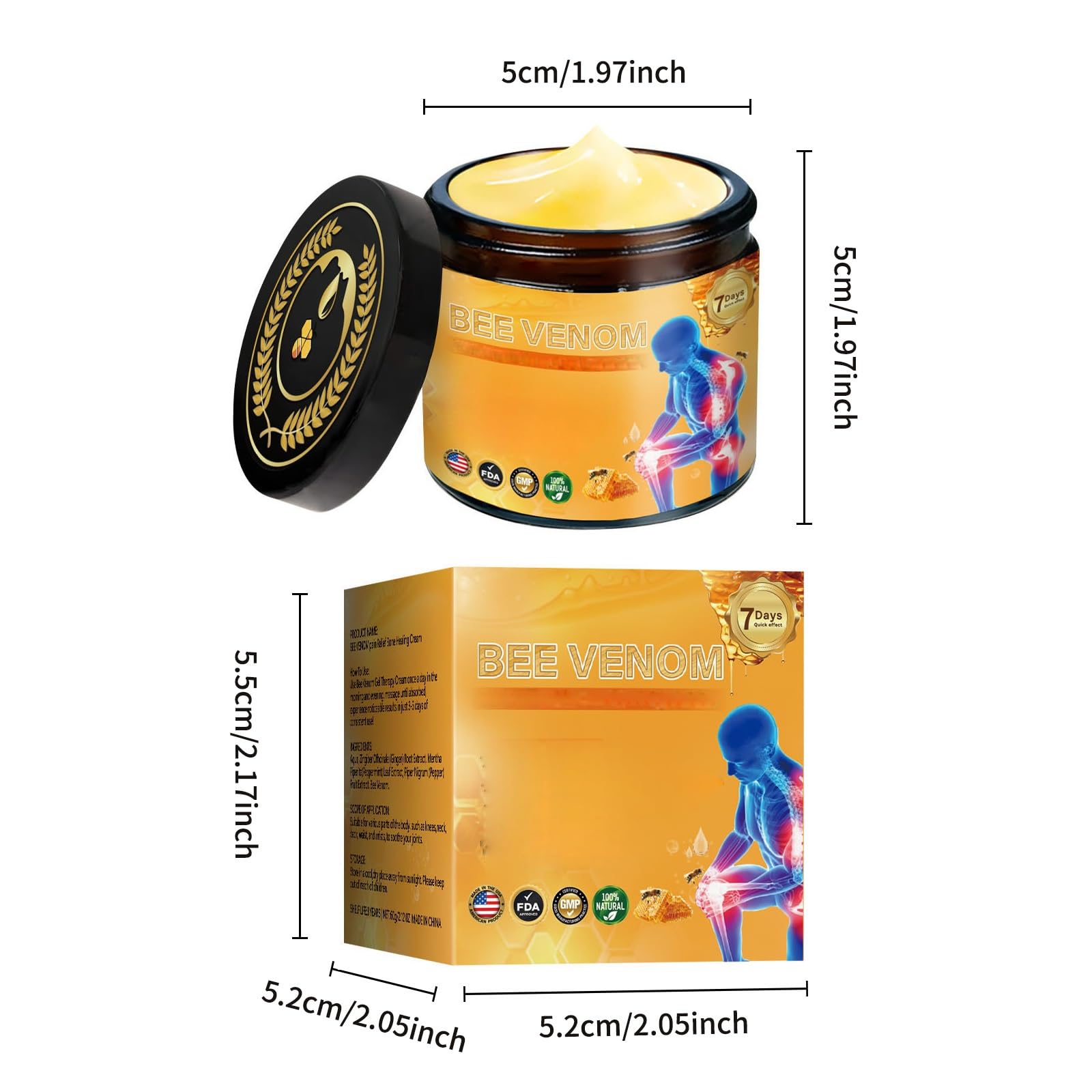 2 Pcs Bee Venom Joint Treatment Cream, Throughout Release Joint Activities Muscle and Massage Relief Gel. Yaper Au supplements